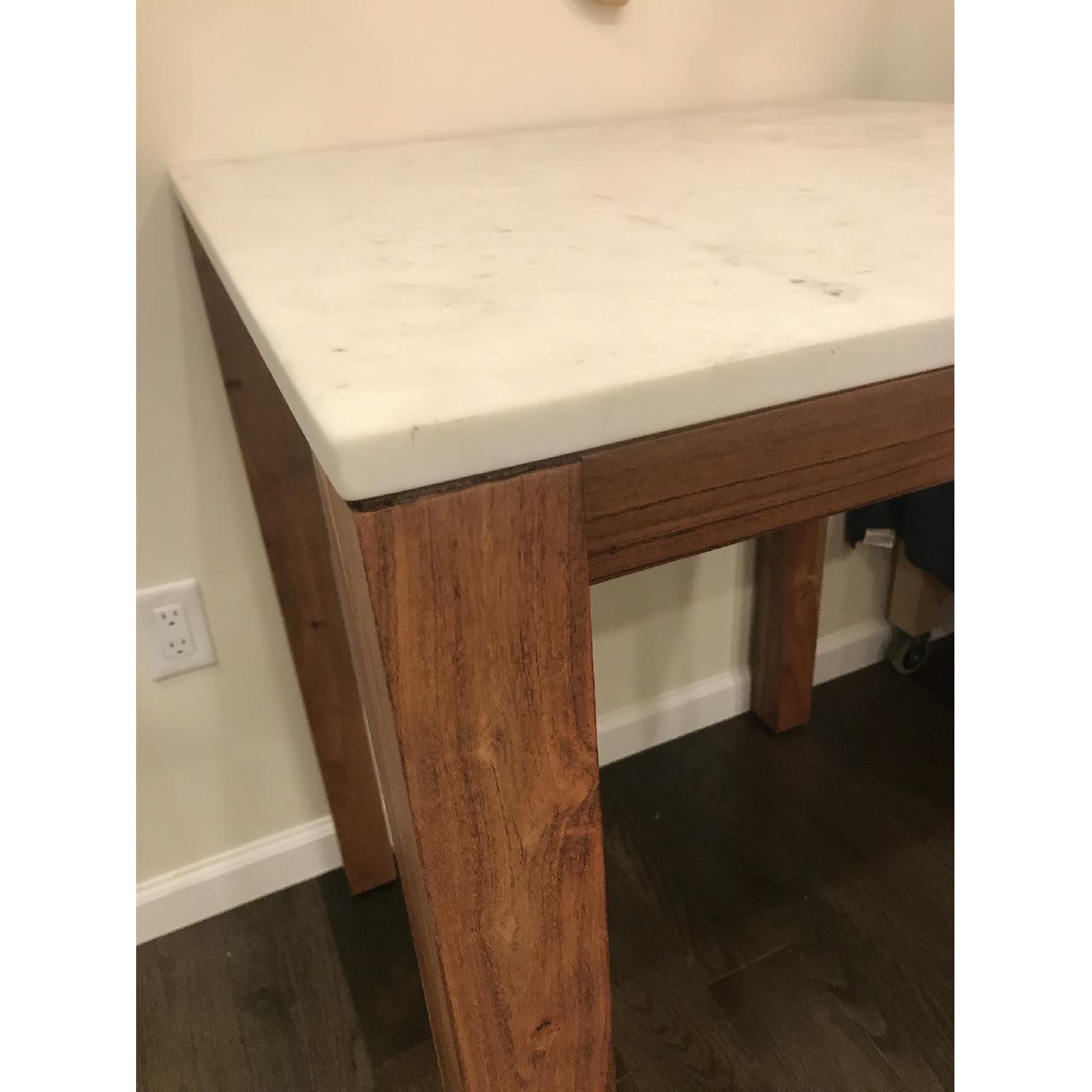 CB2 Acacia Wood Counter Height Table w/ Marble Top - image-2
