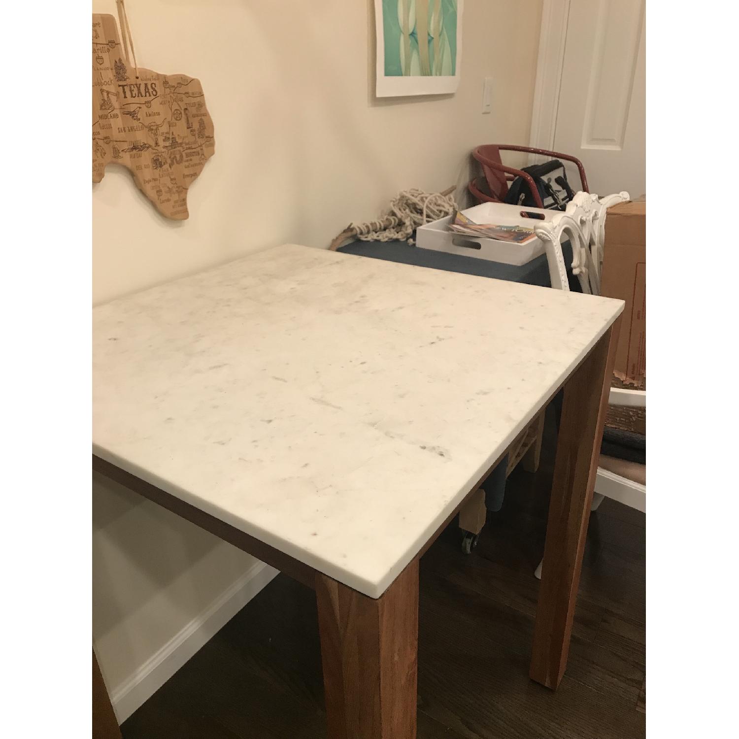 CB2 Acacia Wood Counter Height Table w/ Marble Top - image-3