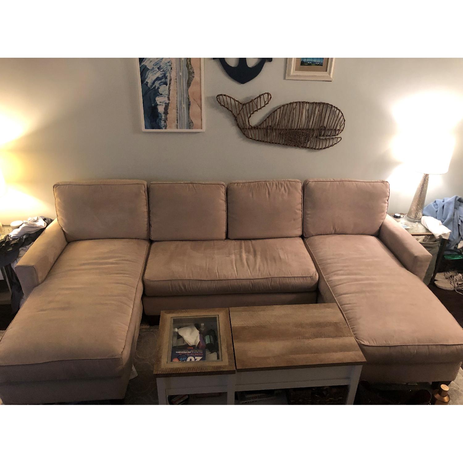 Storehouse Suede 3Piece Sectional Sofa AptDeco