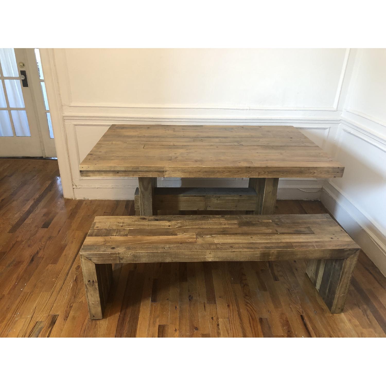 West Elm Reclaimed Pine Emmerson Dining Table w/ 1 Bench - image-1