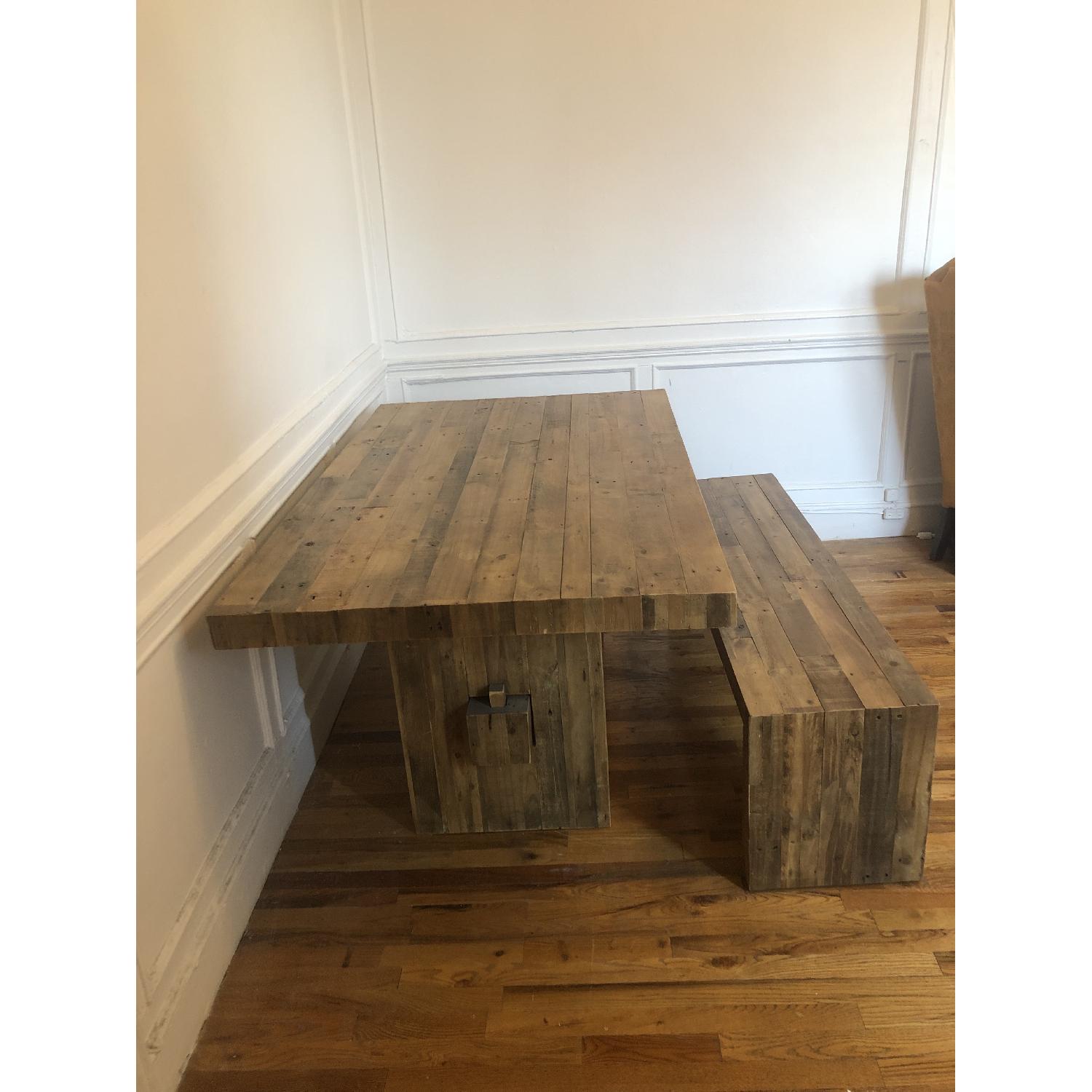 West Elm Reclaimed Pine Emmerson Dining Table w/ 1 Bench - image-2