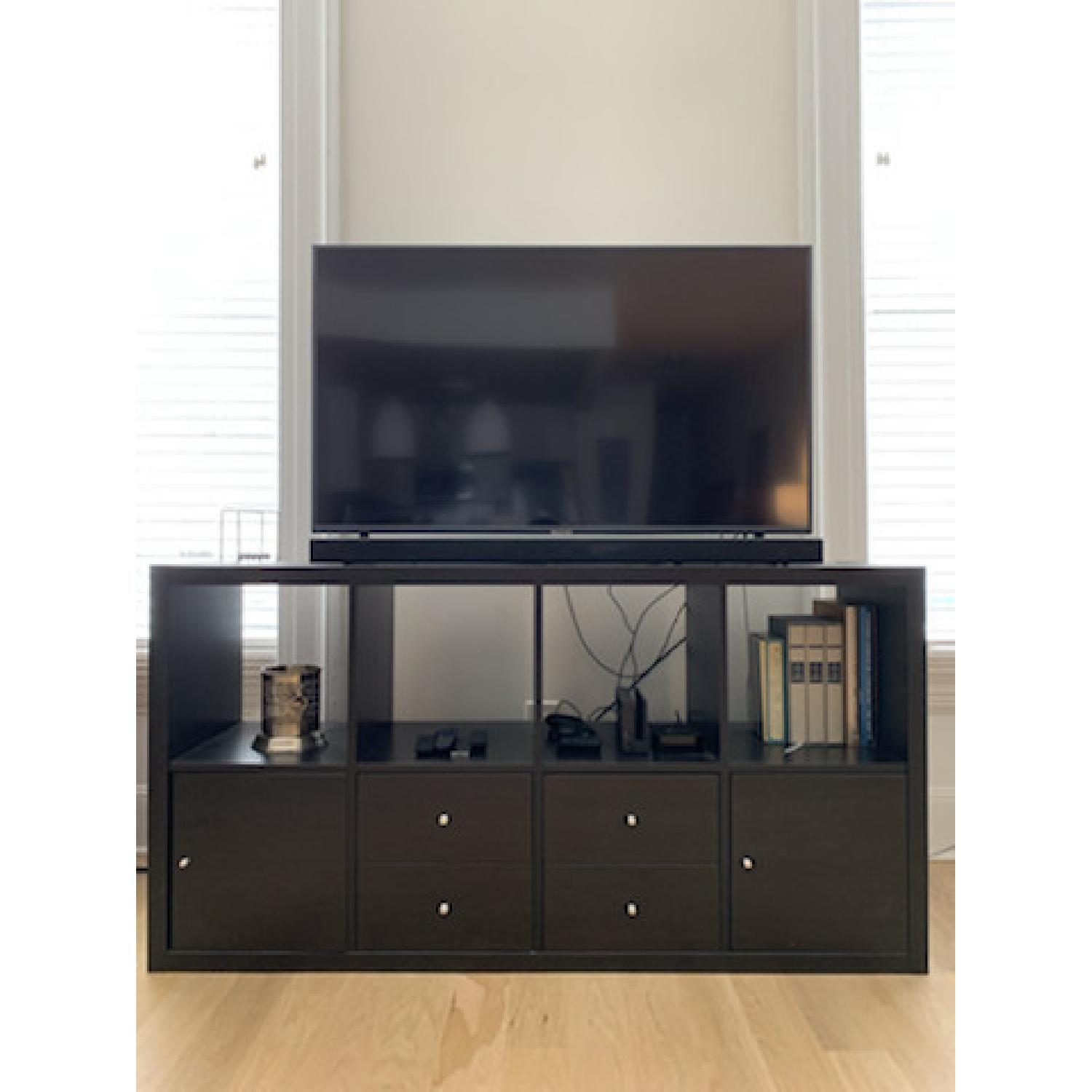 Ikea Kallax Black-Brown Shelf Unit w/ 4 Inserts - image-1