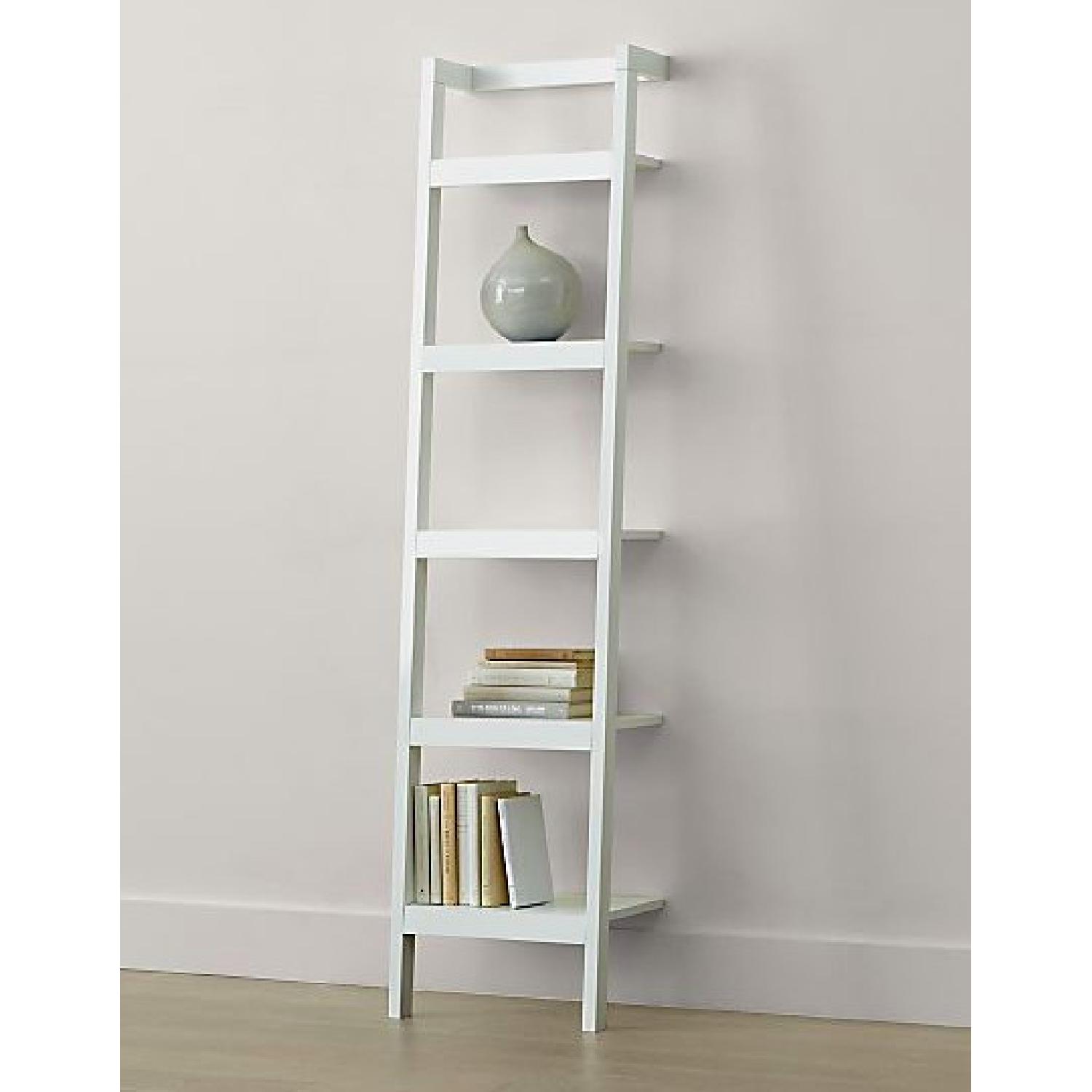 Crate & Barrel Sawyer White Leaning Bookcases AptDeco