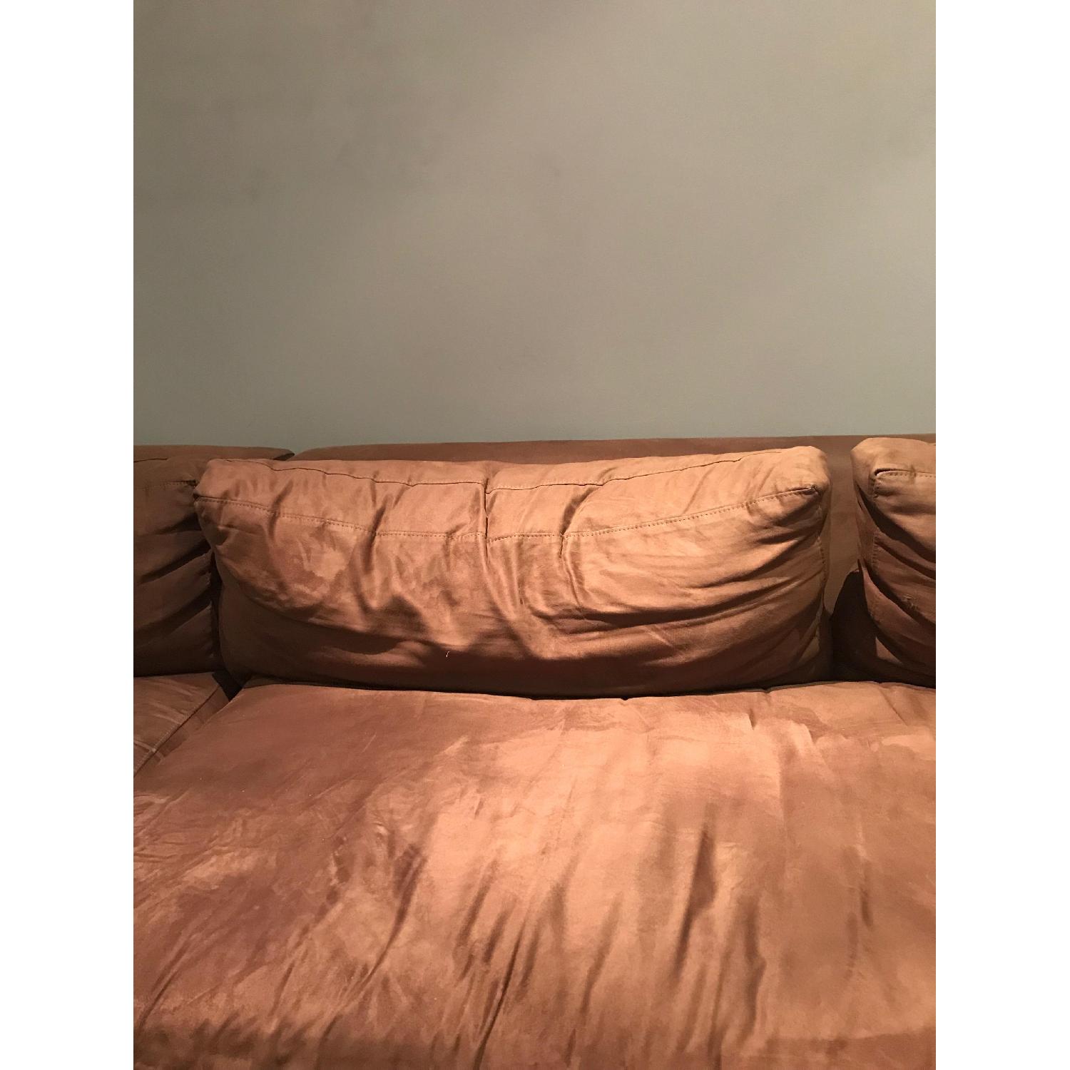 Crate & Barrel Microsuede Sectional Sofa w/ Chaise - image-7