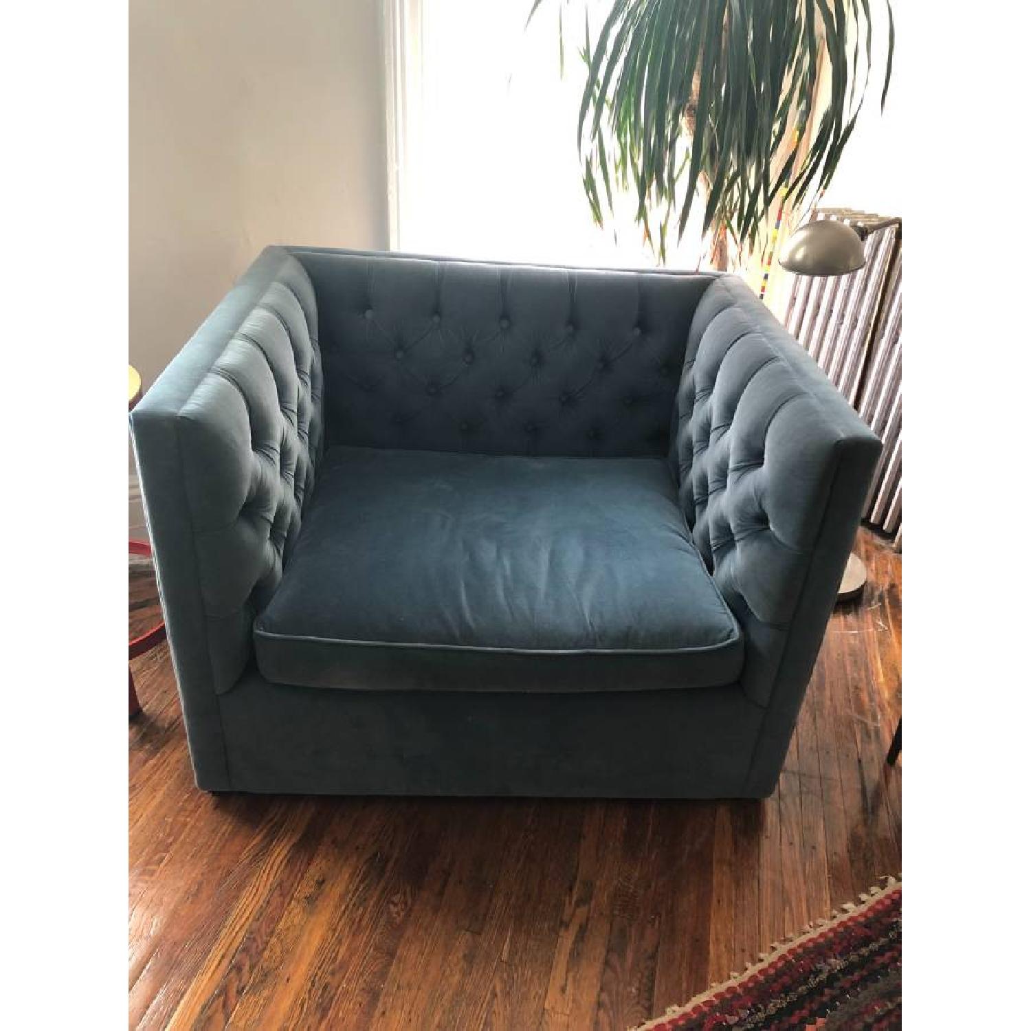 Canvas Home Blue Velvet Chair - image-1