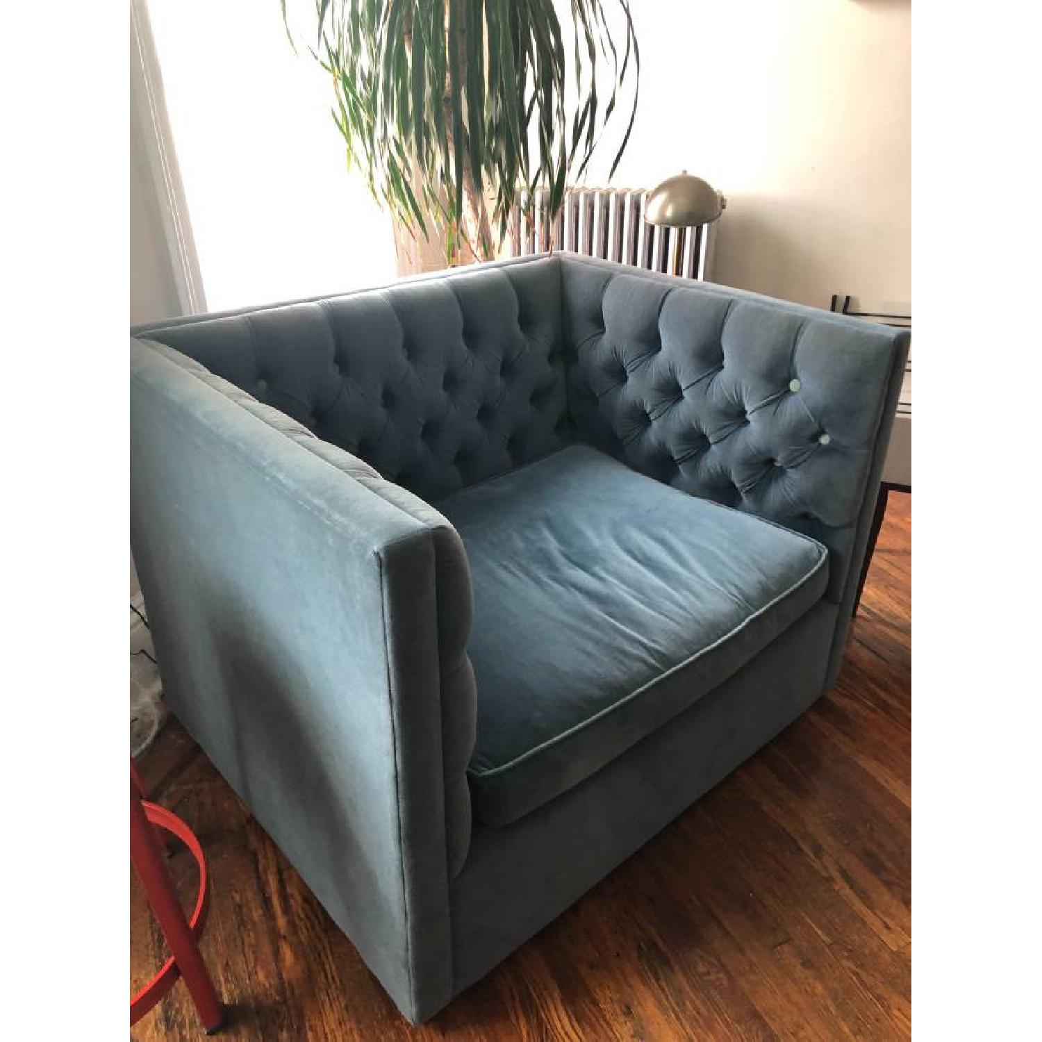 Canvas Home Blue Velvet Chair - image-2