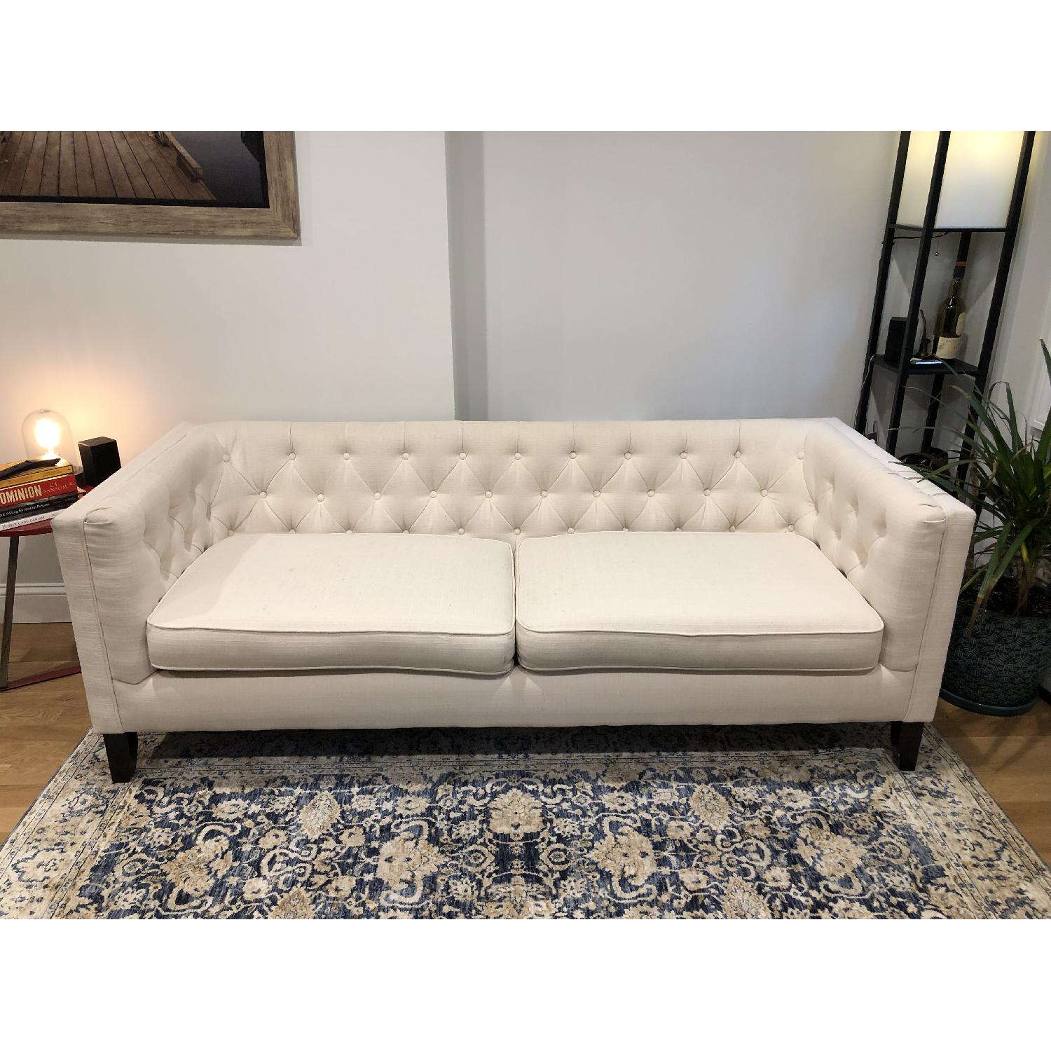 World Market Kendall Ivory Tufted Sofa AptDeco