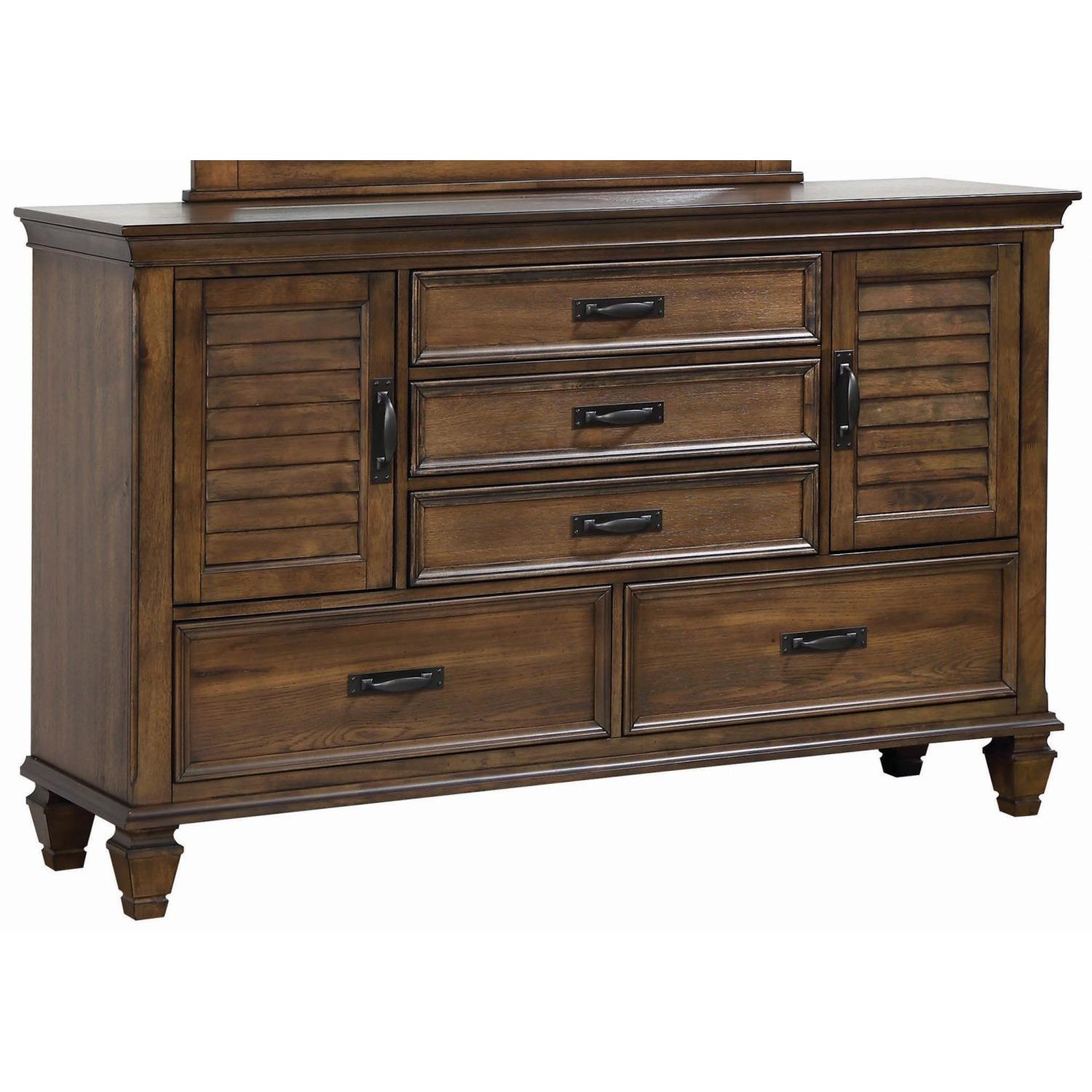 Craftsman Style Dresser in Burnished Oak Finish AptDeco