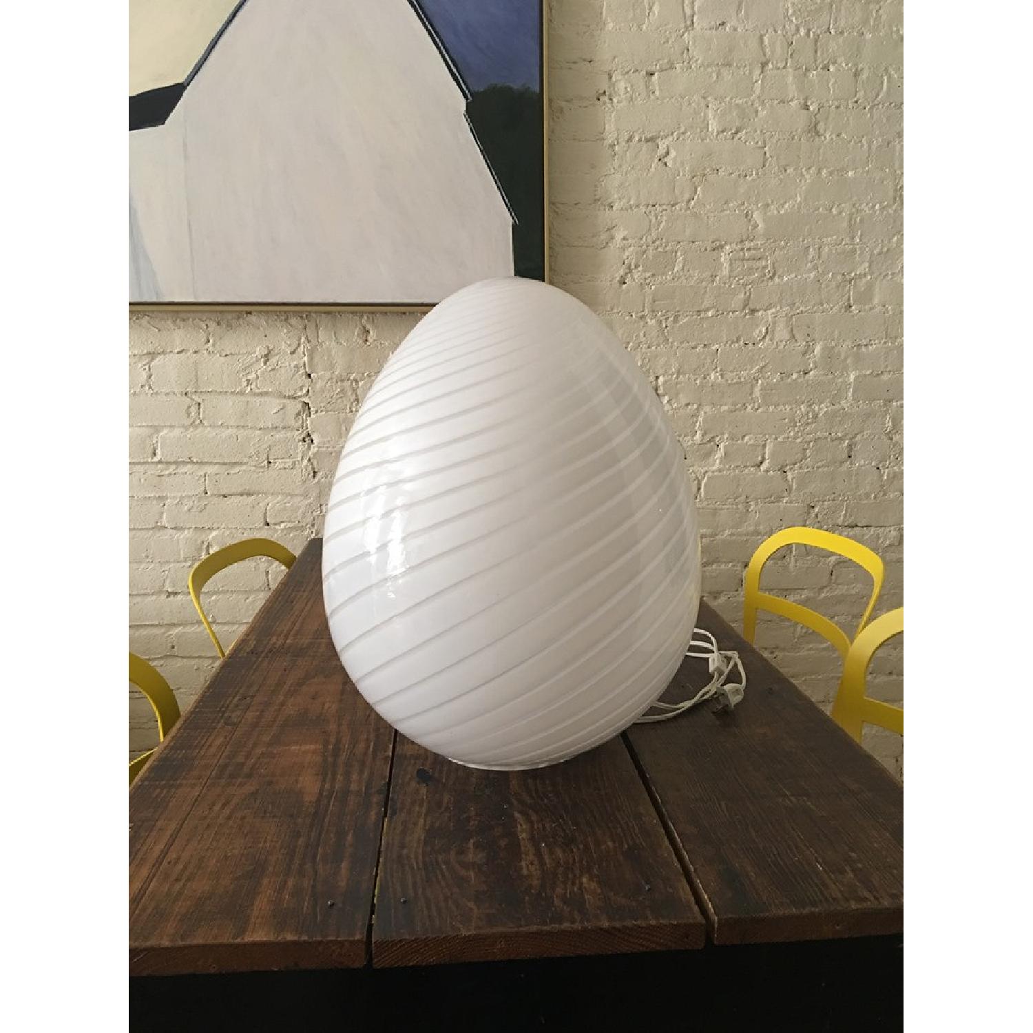 Vintage Murano Glass Egg Lamp w/ Cream Swirl - image-2