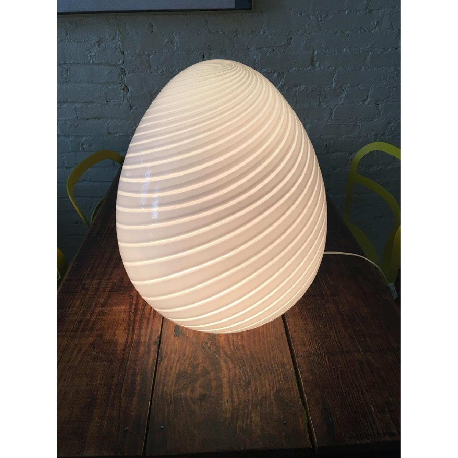 Vintage Murano Glass Egg Lamp w/ Cream Swirl - image-3