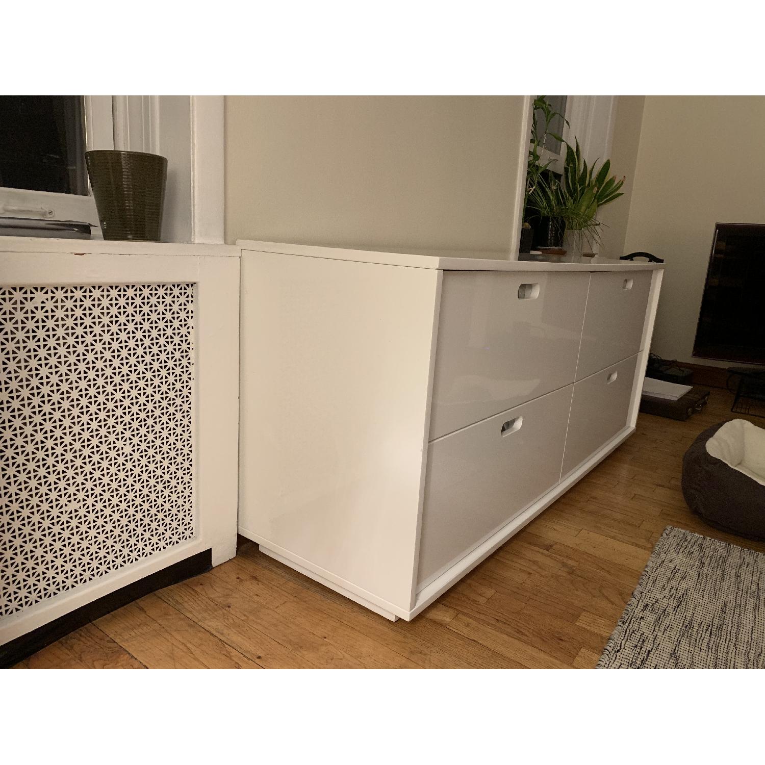 CB2 Glossy White 4Drawer Dresser AptDeco