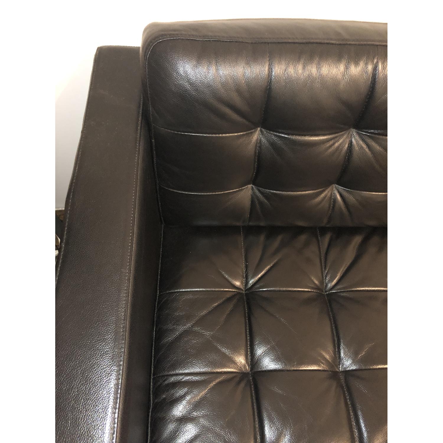 Ikea Black Leather Sofa & Ottoman - image-3