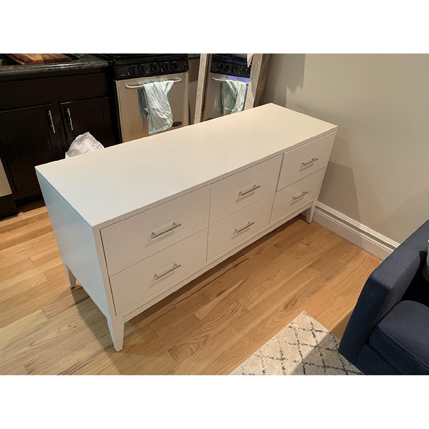 West Elm White Narrow Leg 6 Drawer Dresser AptDeco