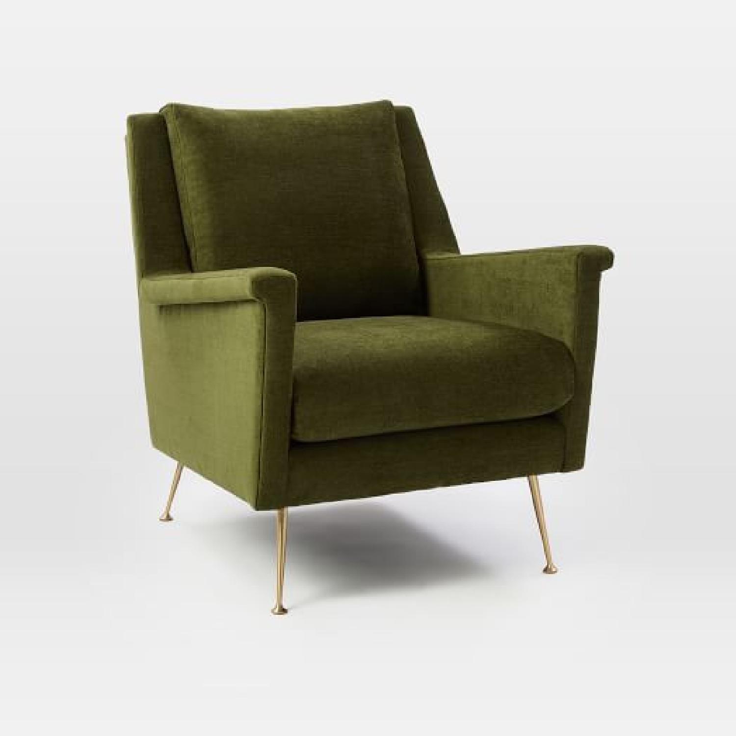 West Elm Carlo Mid Century Chair in Olive Green - image-1