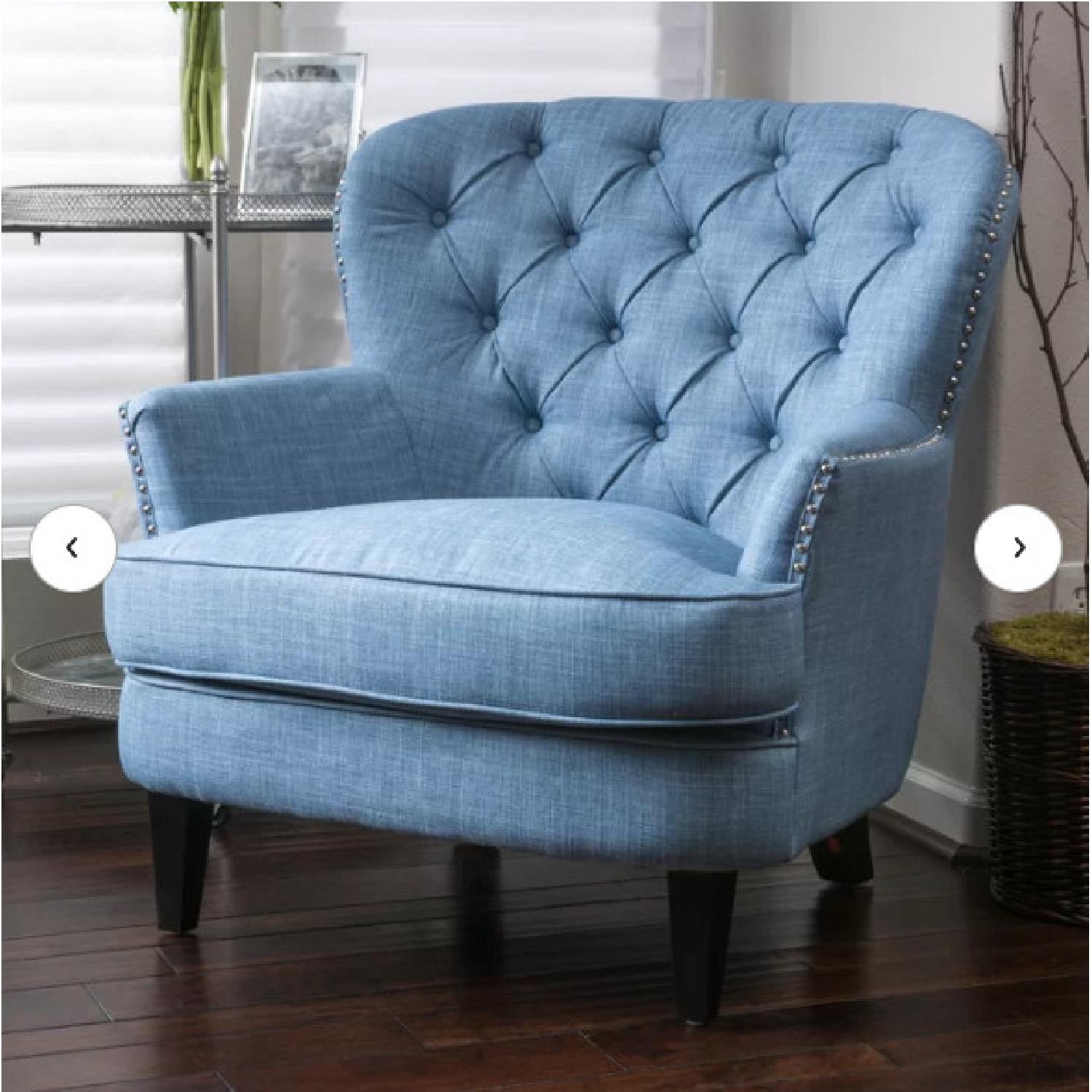 Lark Manor Parmalee Light Blue Armchair - image-1