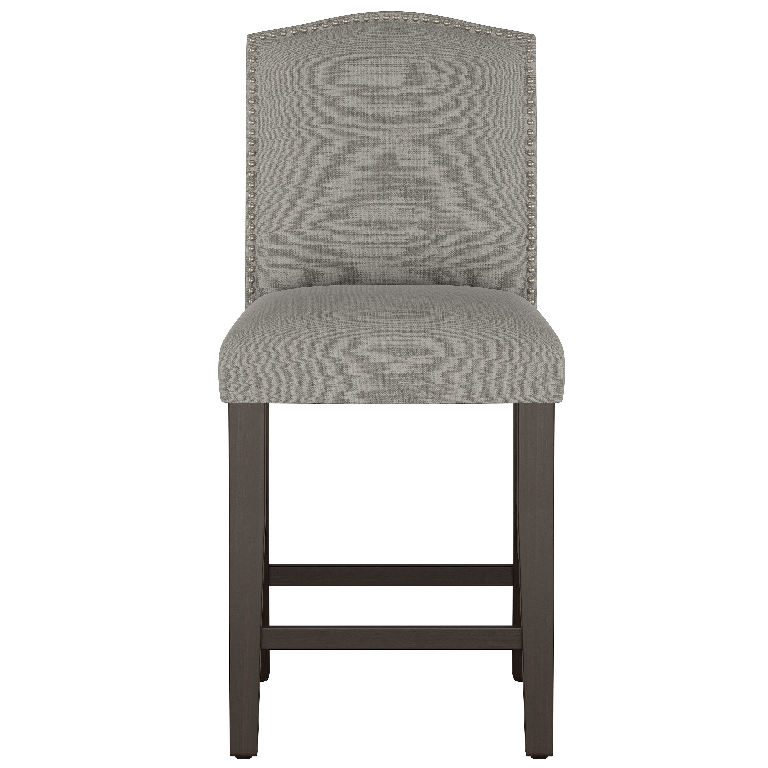 Skyline Furniture Gray Linen Upholstered Nail Button Stools