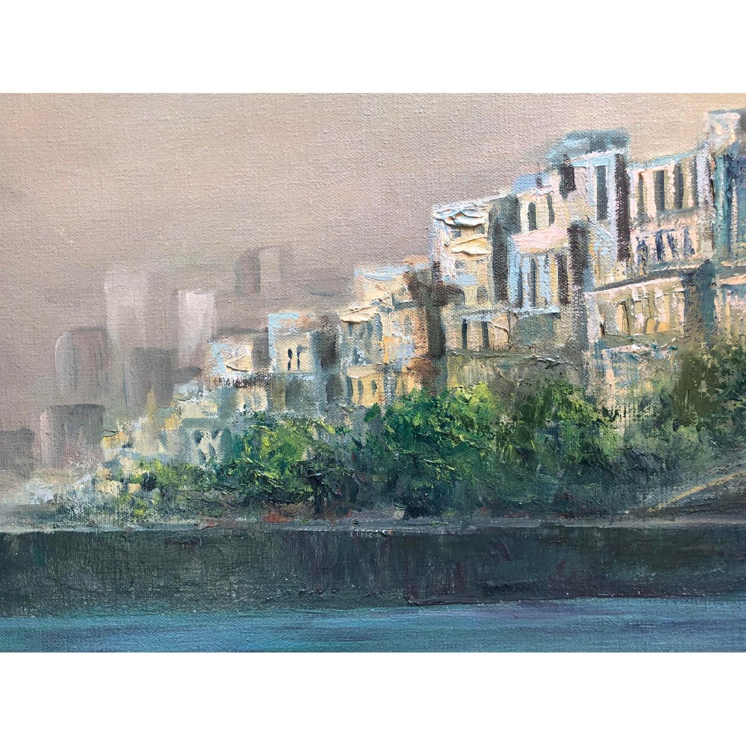 1950's Mid Century Cityscape Painting on Oversized Canvas - image-4