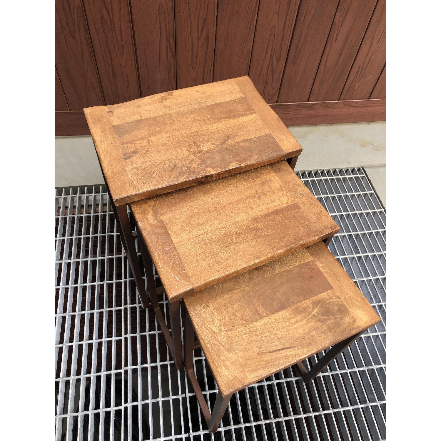 Pottery Barn Reclaimed Wood Top Nesting Tables w/ Metal Legs - image-2