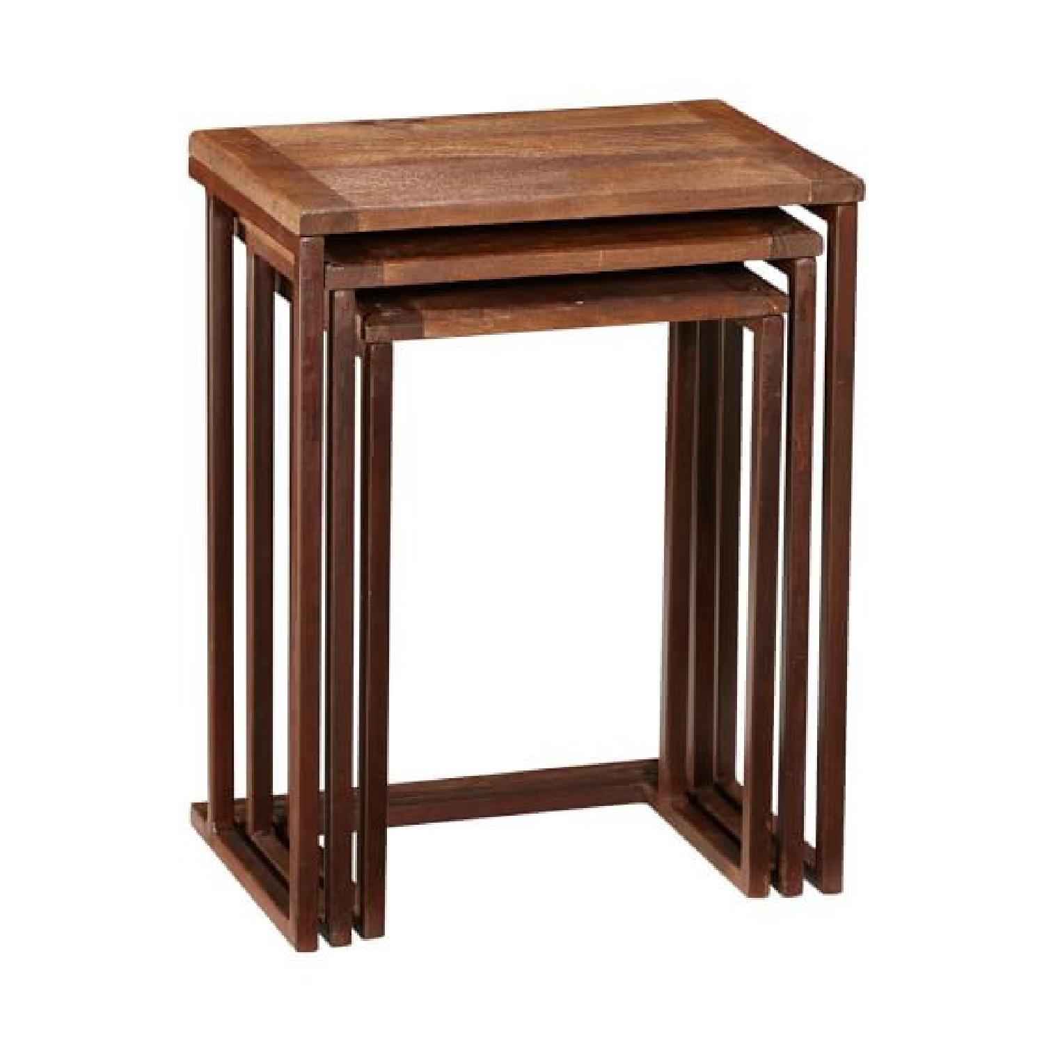 Pottery Barn Reclaimed Wood Top Nesting Tables w/ Metal Legs - image-3