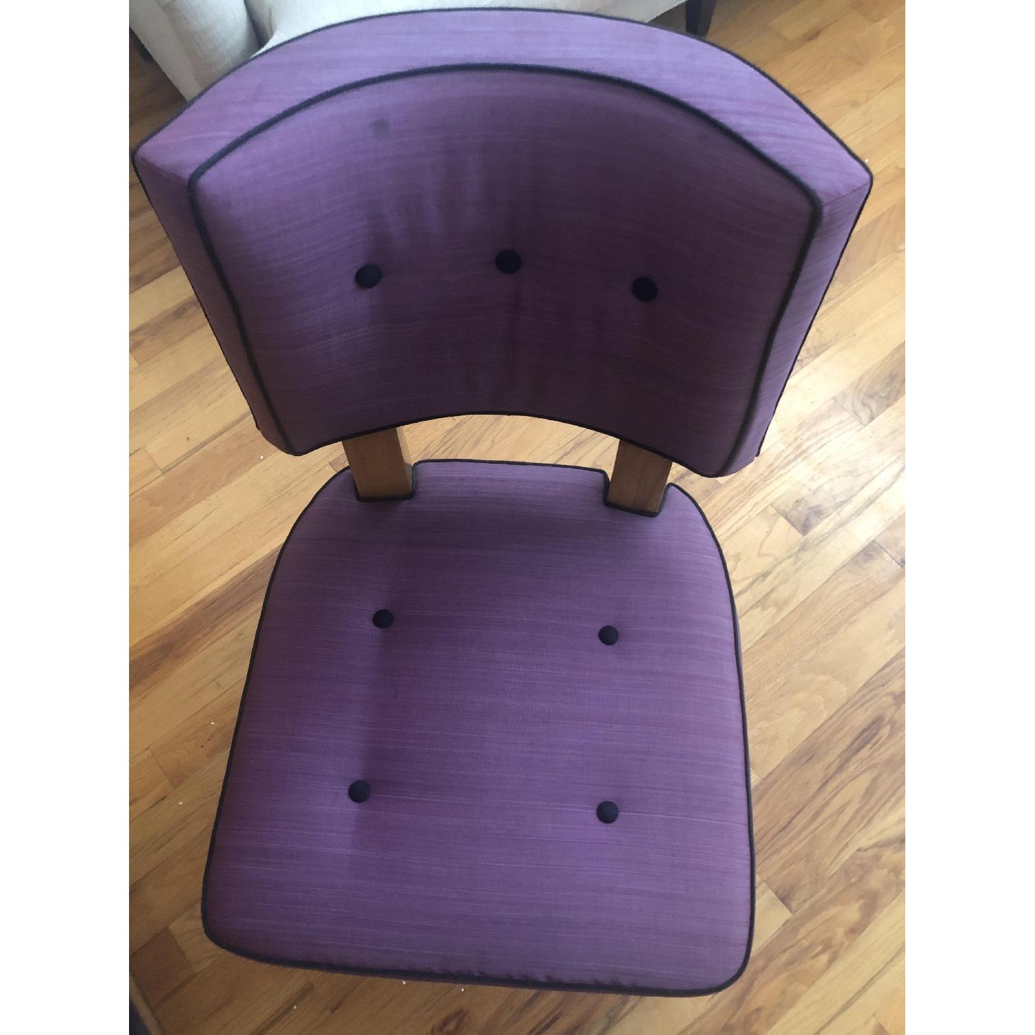 Vintage Purple Button Tufted Dining Chairs - image-1