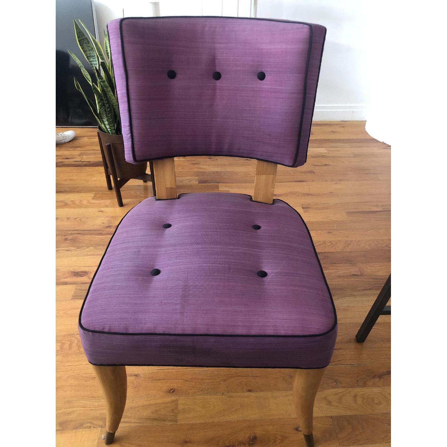 Vintage Purple Button Tufted Dining Chairs - image-5