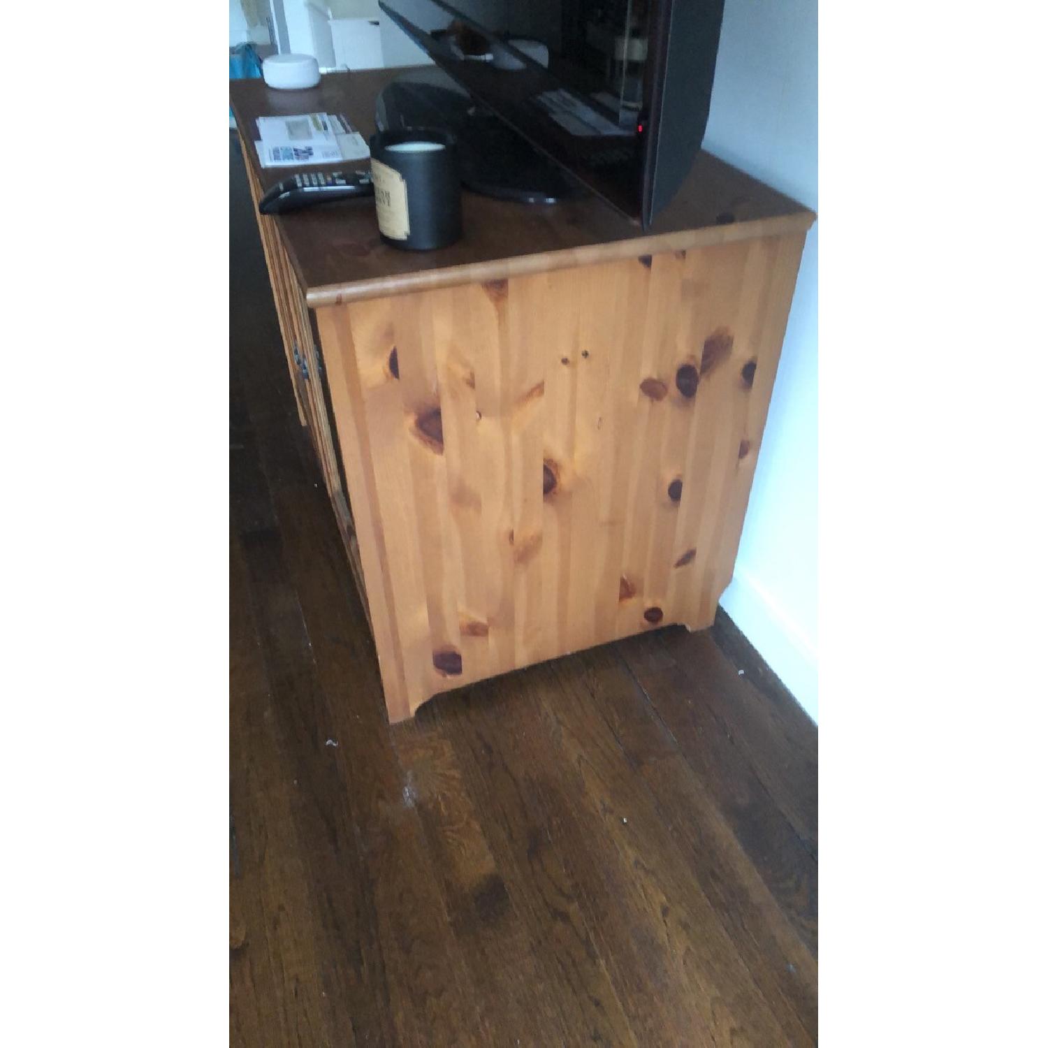Wood TV Stand w/ Glass Doors - image-3