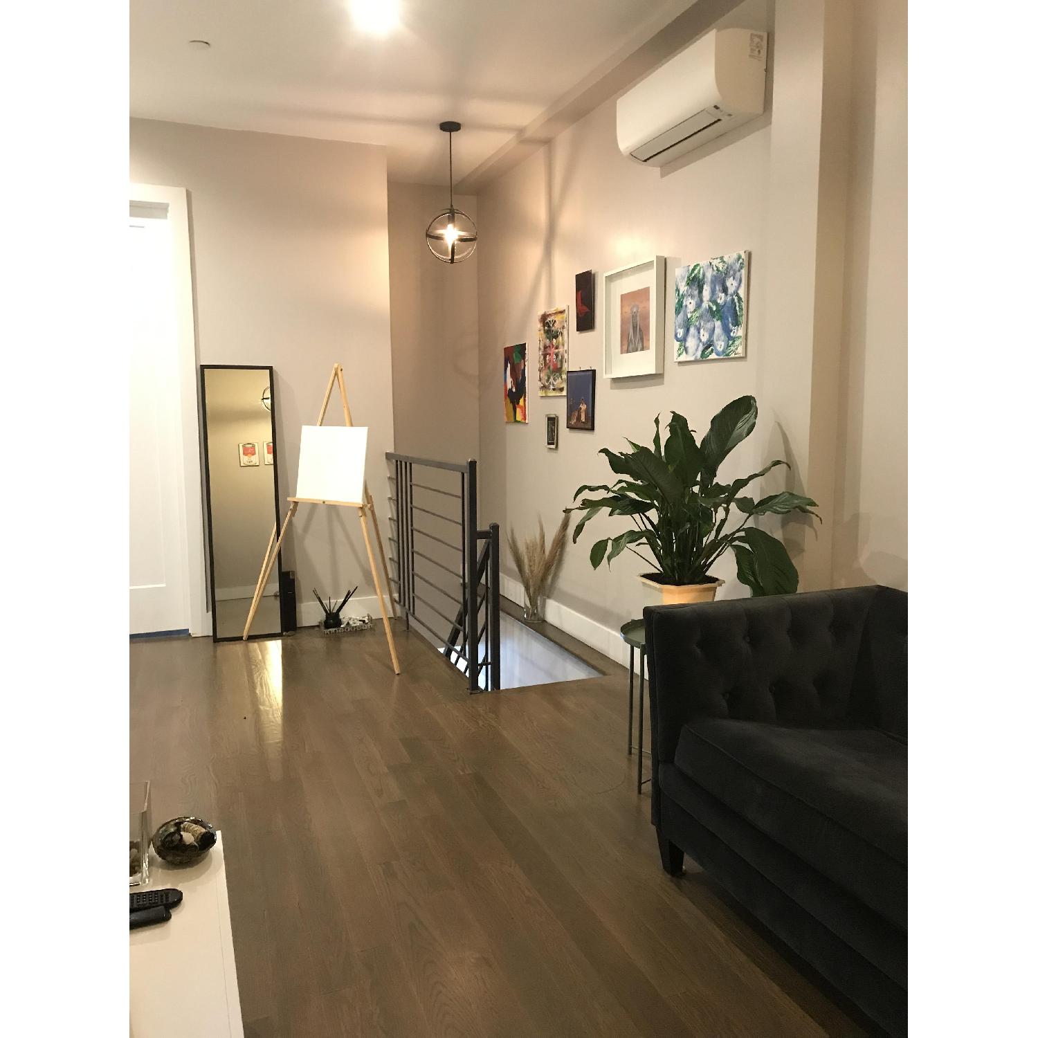 Ikea Grey Tufted Velvet Sofa - image-2