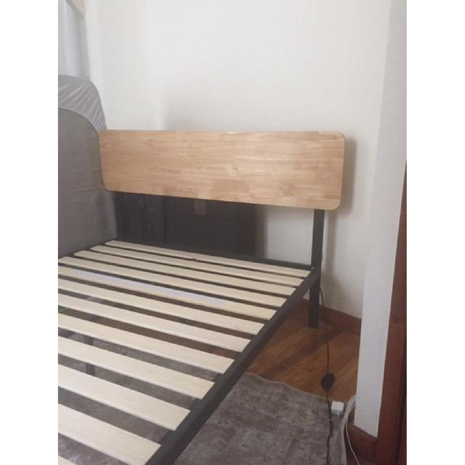 Black & Wood Double Bed Frame AptDeco