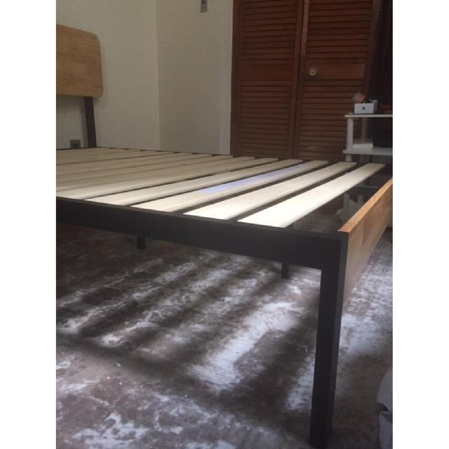 Black & Wood Double Bed Frame AptDeco