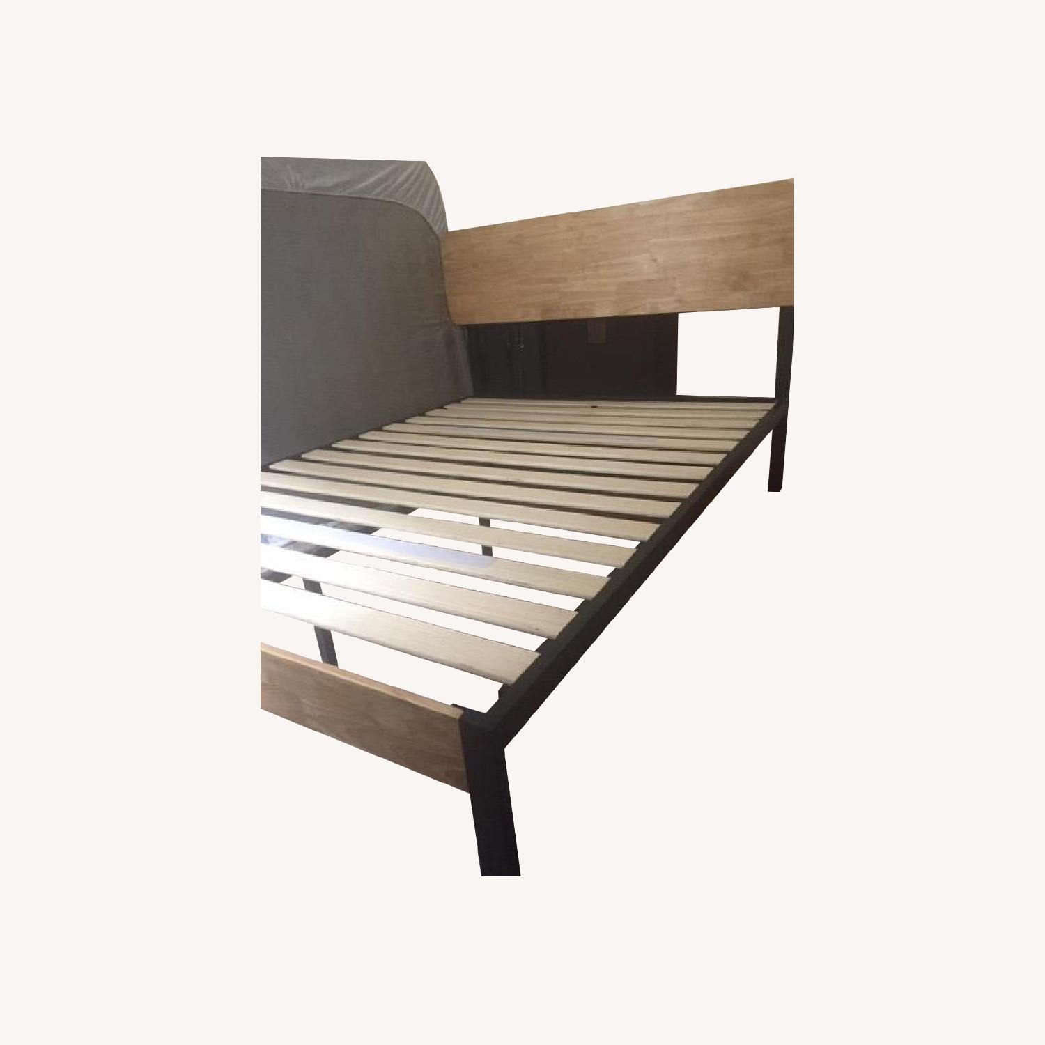 Black & Wood Double Bed Frame AptDeco