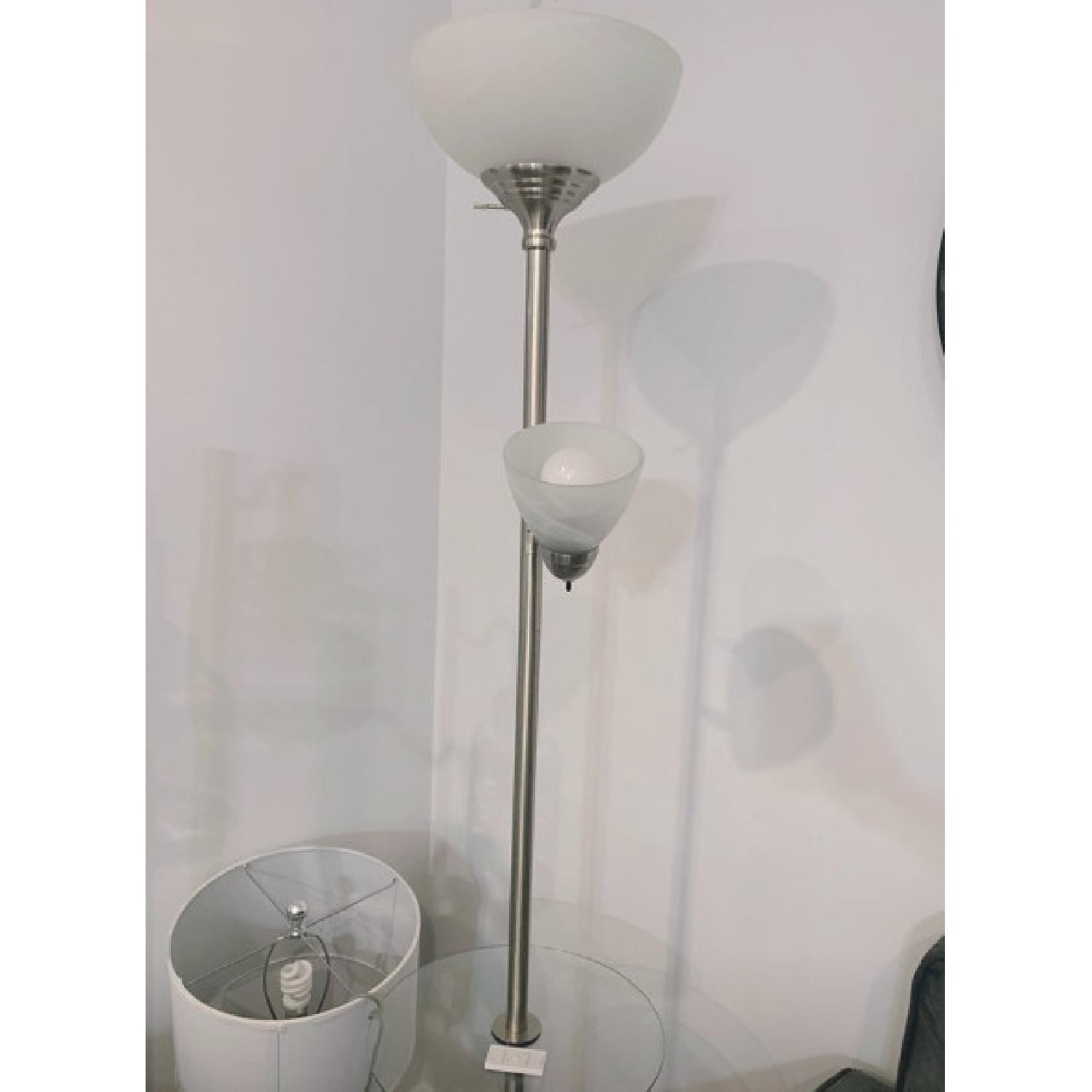 Torchiere Floor Lamp w/ Table & Reading Light - image-1