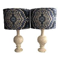 Crate & Barrel Ivory Shell ikat Table Lamps