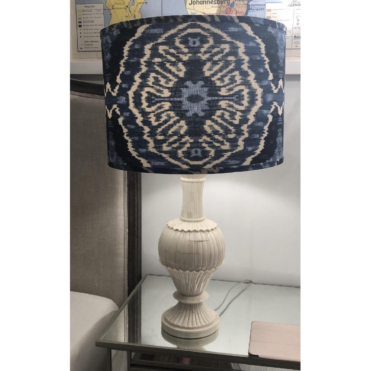 Crate & Barrel Ivory Shell ikat Table Lamps - image-2