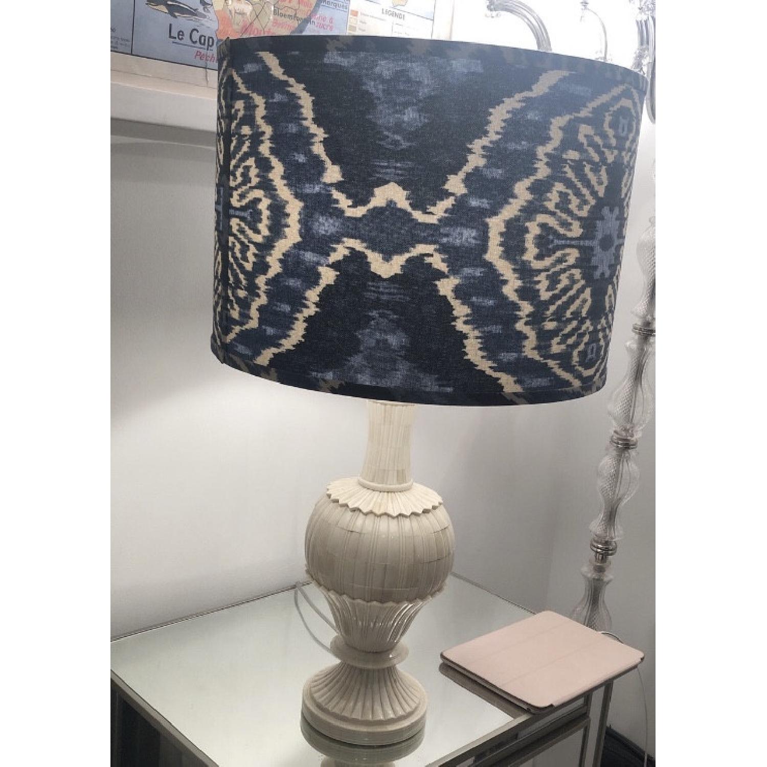 Crate & Barrel Ivory Shell ikat Table Lamps - image-1