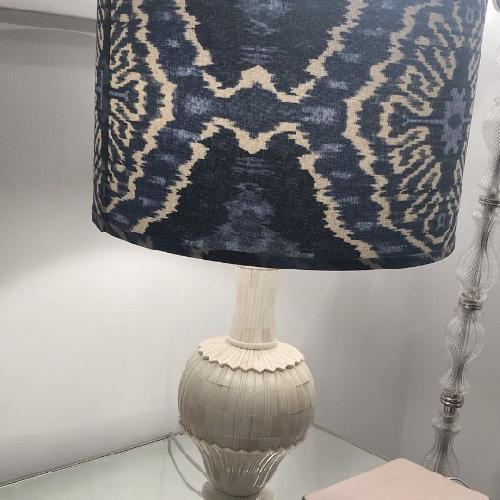 Used Crate & Barrel Ivory Shell ikat Table Lamps for sale on AptDeco