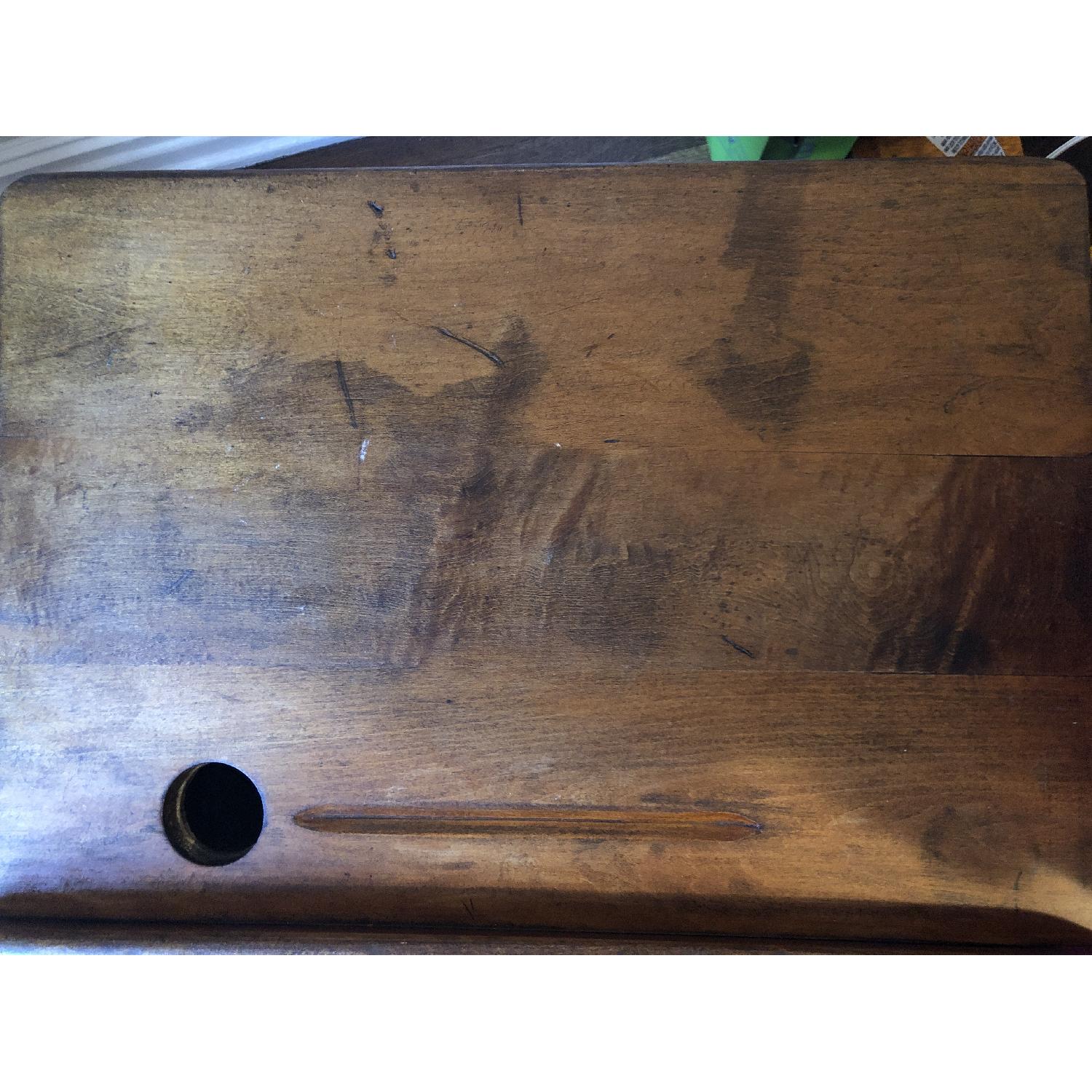 Antique Schoolhouse Desk w/ Inkwell & Shelf - image-2