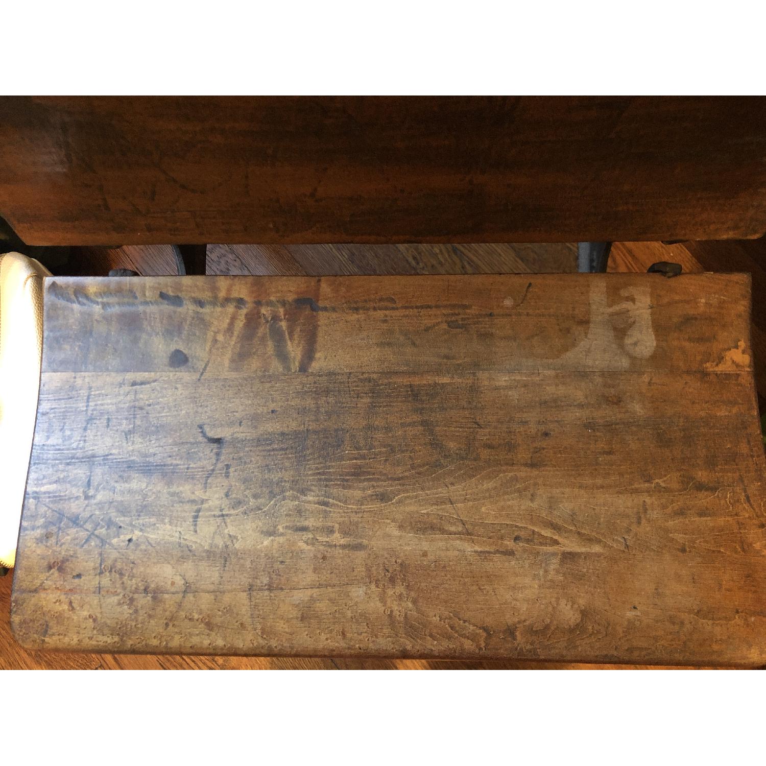 Antique Schoolhouse Desk w/ Inkwell & Shelf - image-3