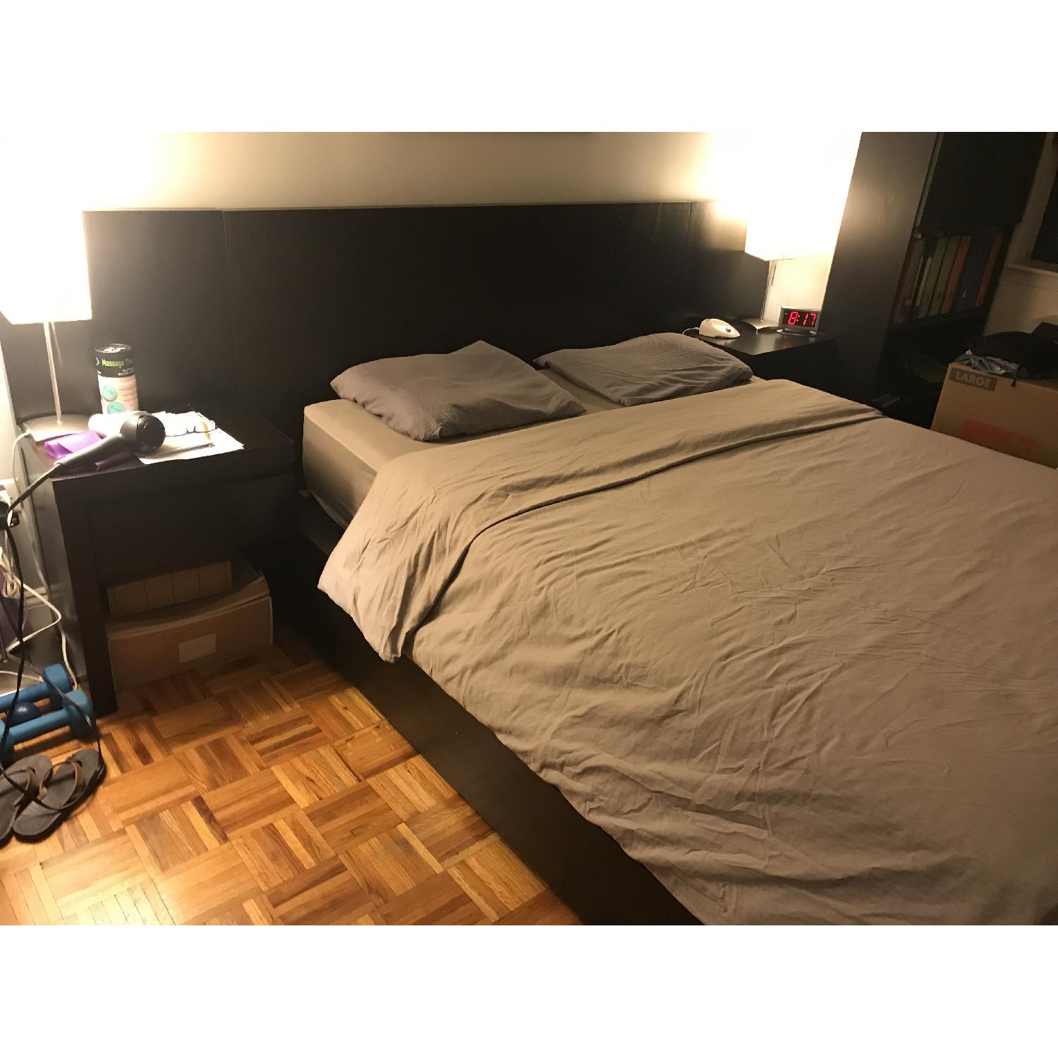 West Elm Storage Bed w/ Headboard & 2 Floating Nightstands AptDeco