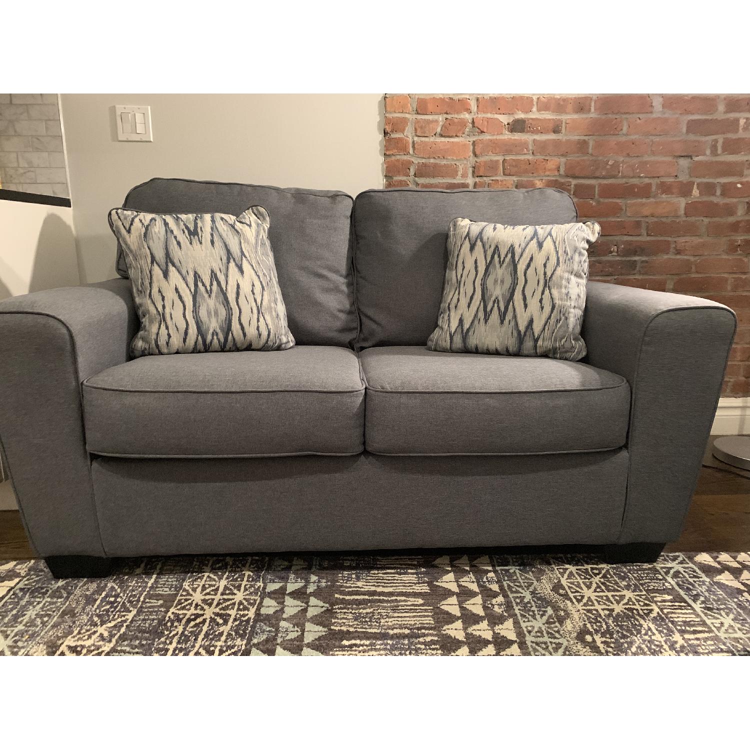 Ashley Calion Gunmetal Grey Loveseat - image-1