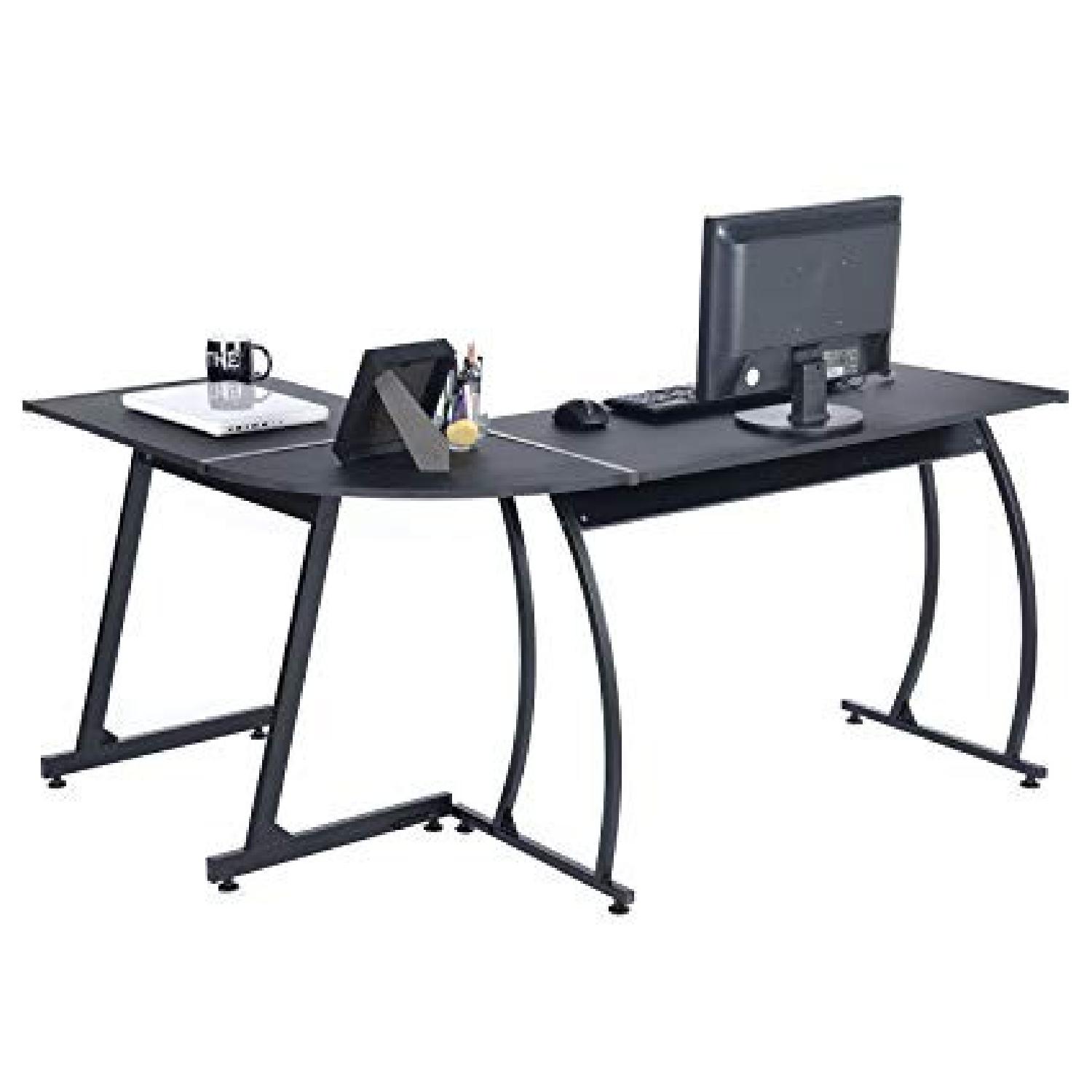 GreenForest LShaped Black Desk AptDeco