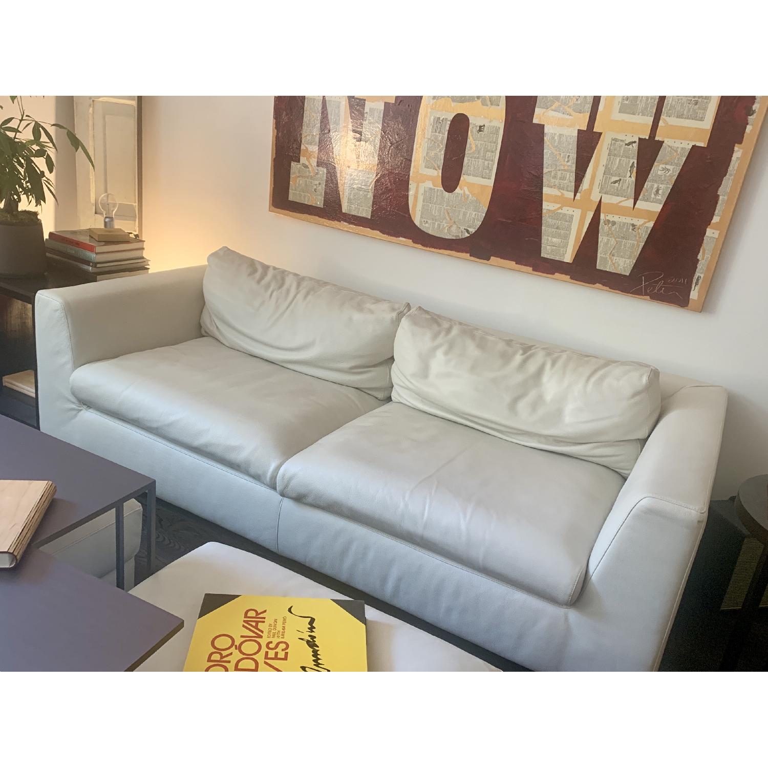 RH Off-White Leather Sofa - image-0