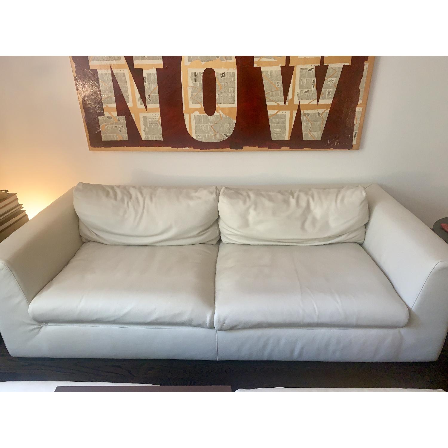 RH Off-White Leather Sofa - image-1