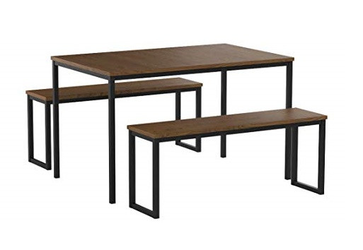 Zinus Louis Modern Studio Soho Dining Table w/ 2 Benches
