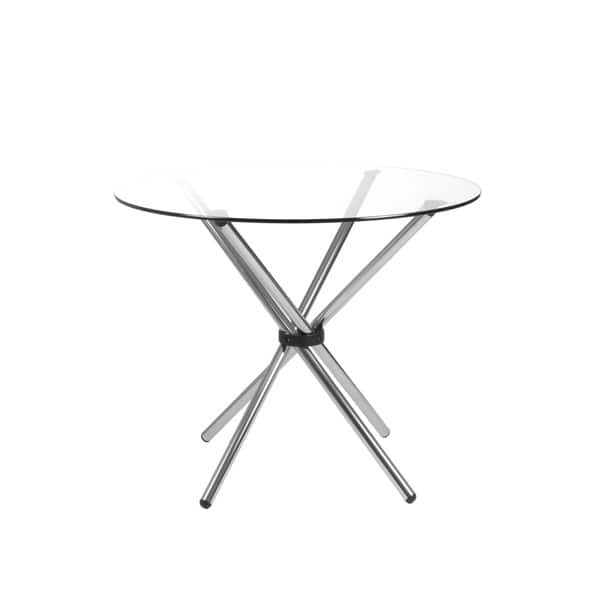 Euro Style Glass Dining Table w/ 2 Leather Dining Chairs