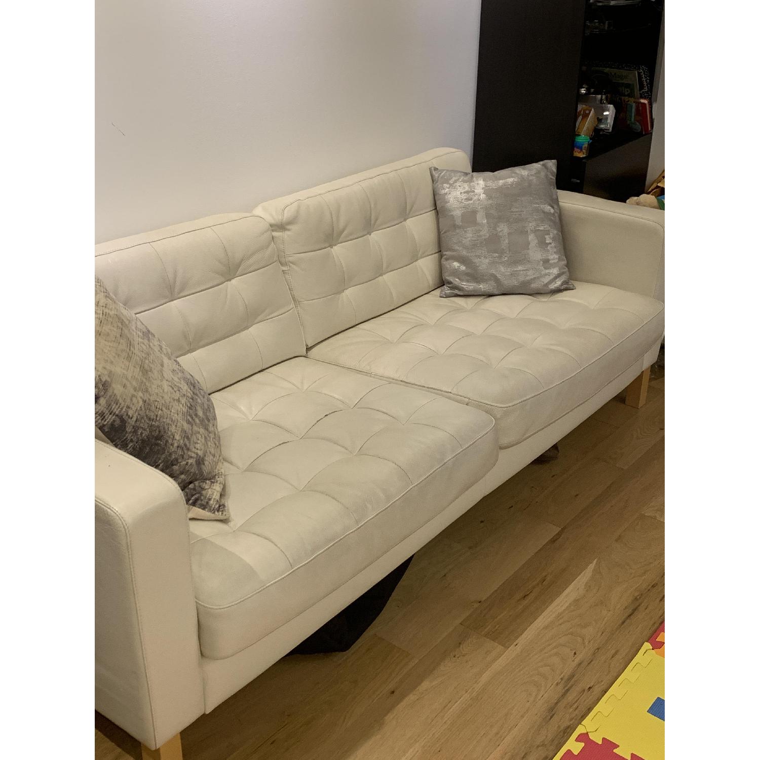 Ikea Landskrona White Leather Sofa Aptdeco