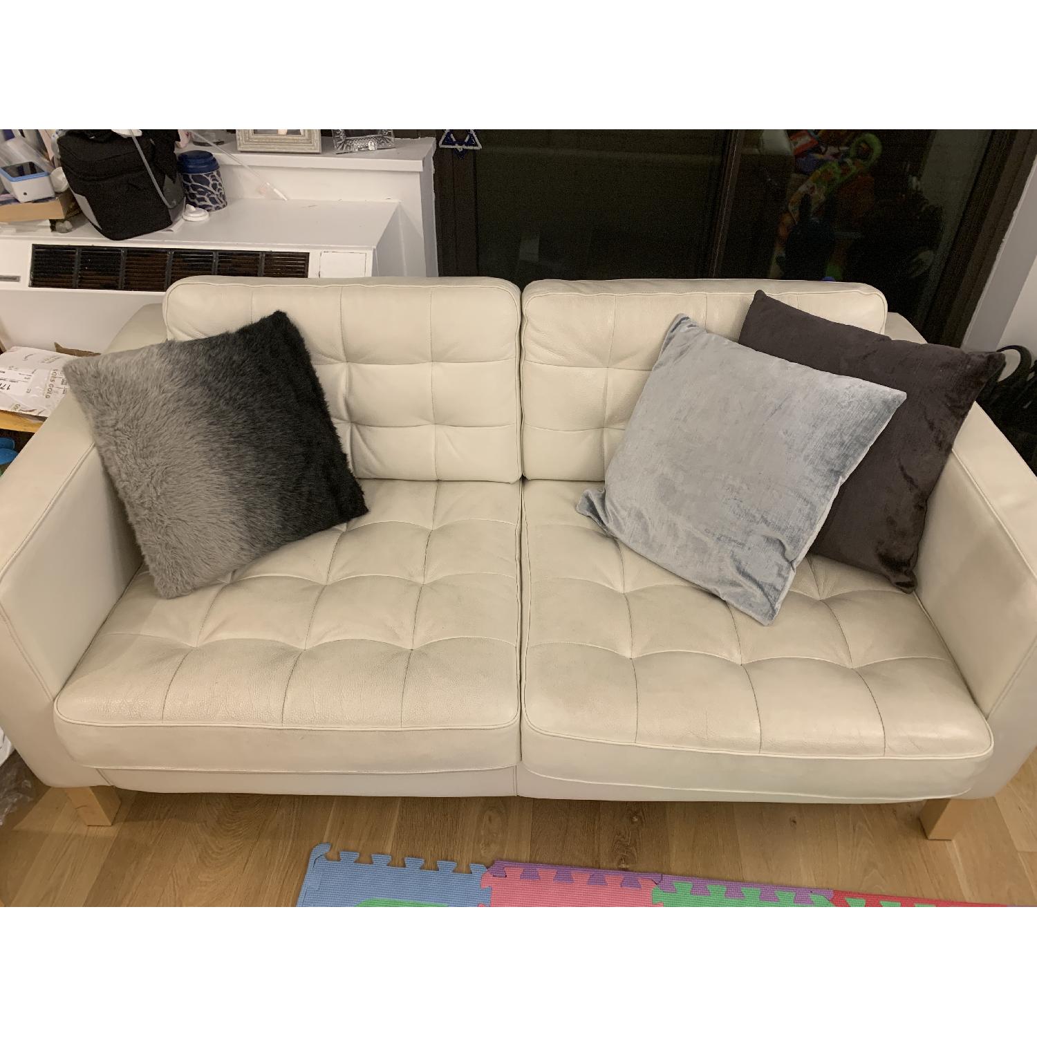 Ikea White Leather Loveseat - image-1