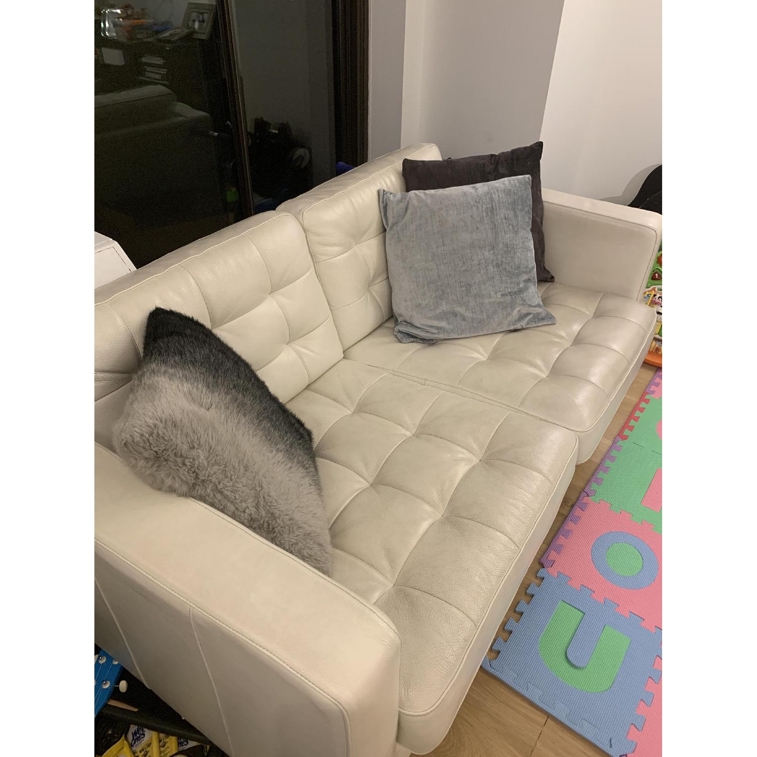 Ikea White Leather Loveseat - image-2