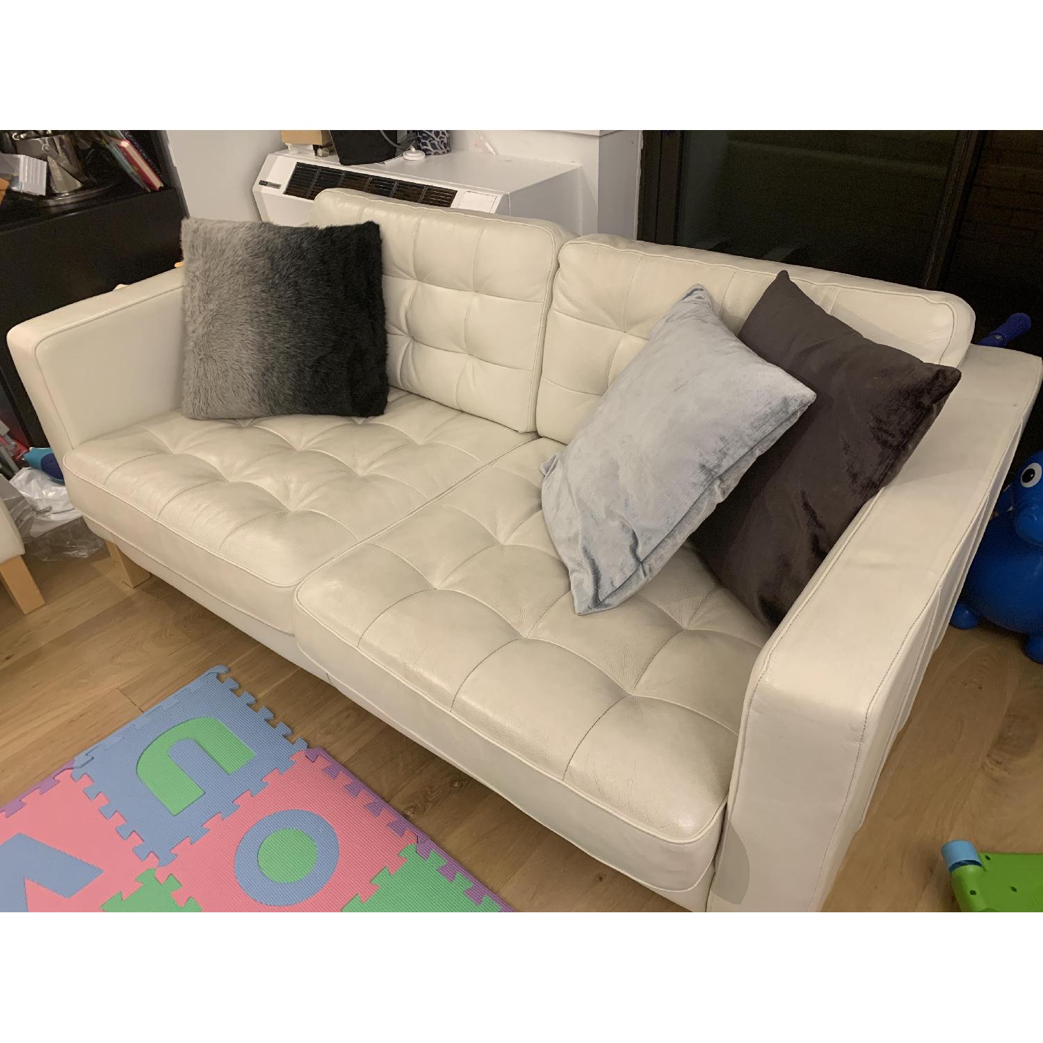 Ikea White Leather Loveseat - image-3