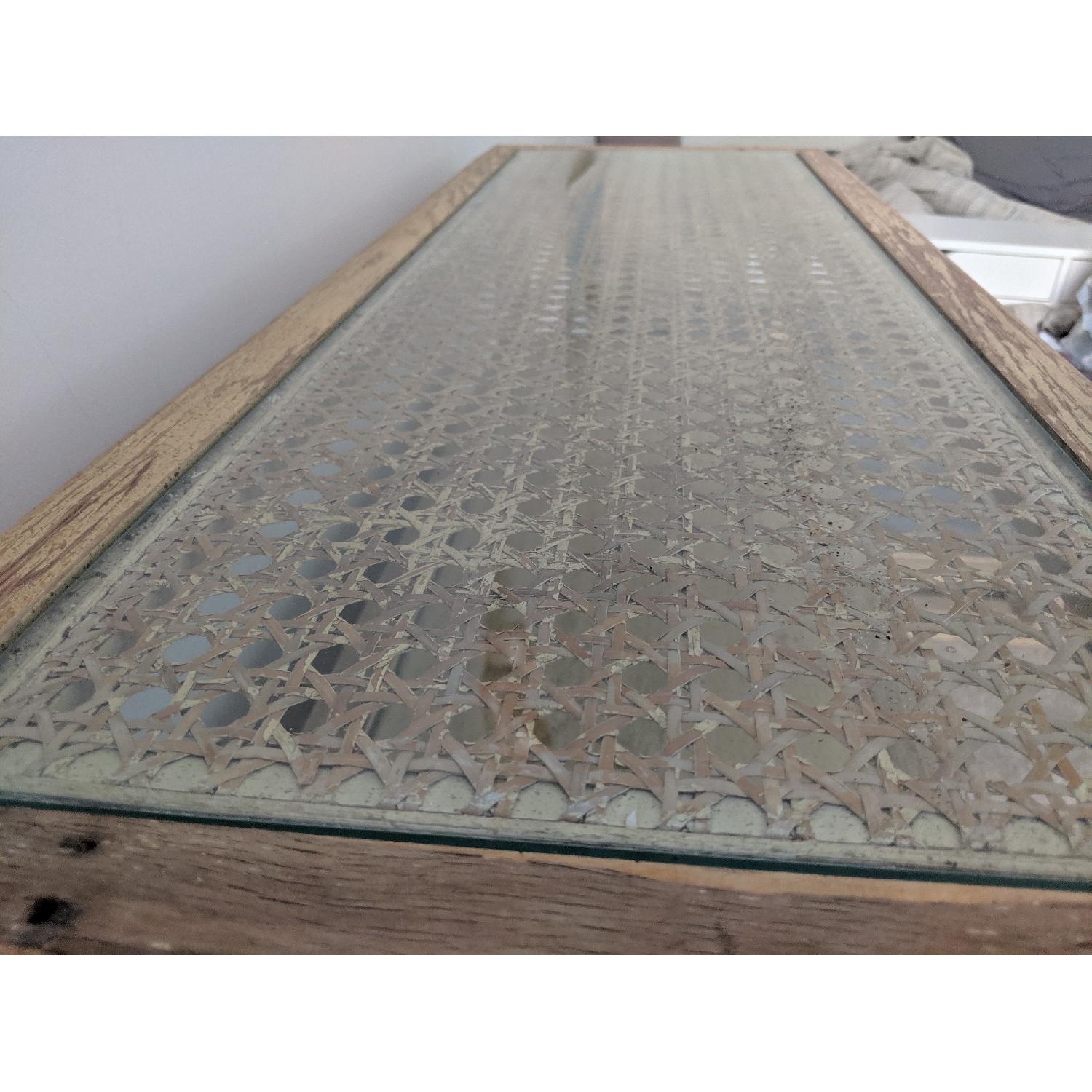 Tan/Mustard Sideboard w/ Glass Top - image-5