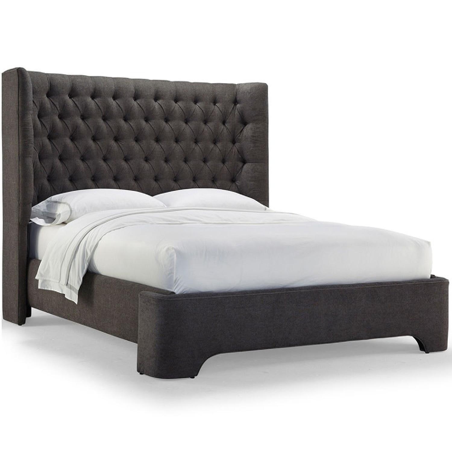 Mitchell Gold + Bob Williams Charcoal Leather Harlowe Bed AptDeco